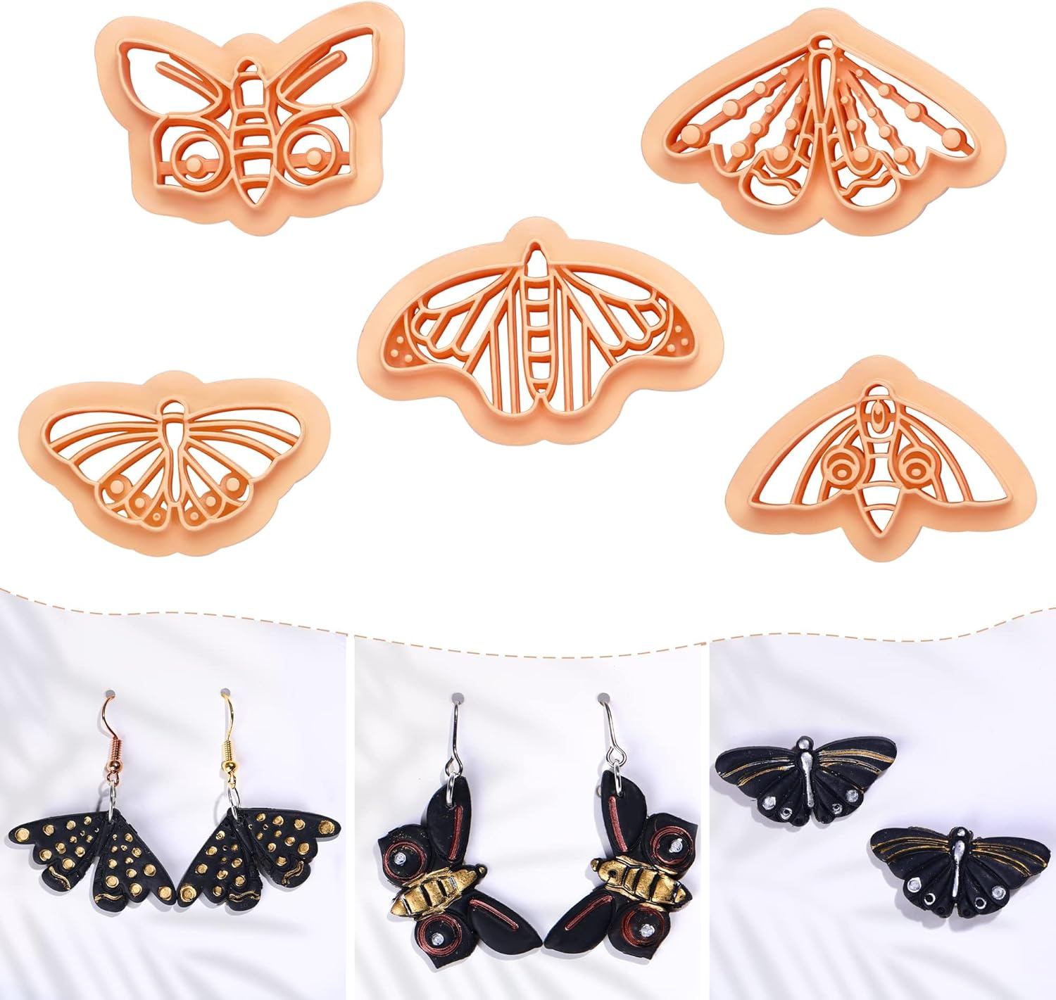 Puocaon Cortadores de arcilla de polilla bohemia, cortadores de arcilla polilla Celeste para hacer aretes, cortadores de aretes de arcilla retro,