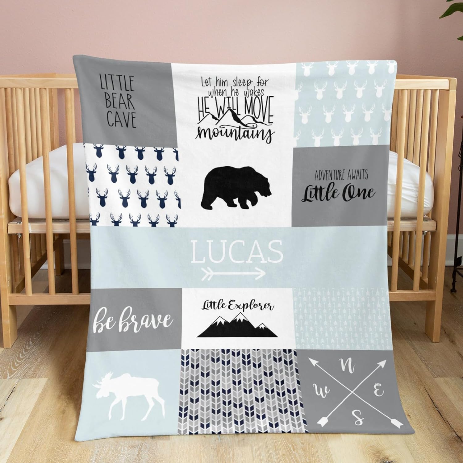 Woodland – Manta de bebé personalizada, mantas de bebé personalizadas para niñas, mantas de bebé personalizadas para niños Minky con doble capa de