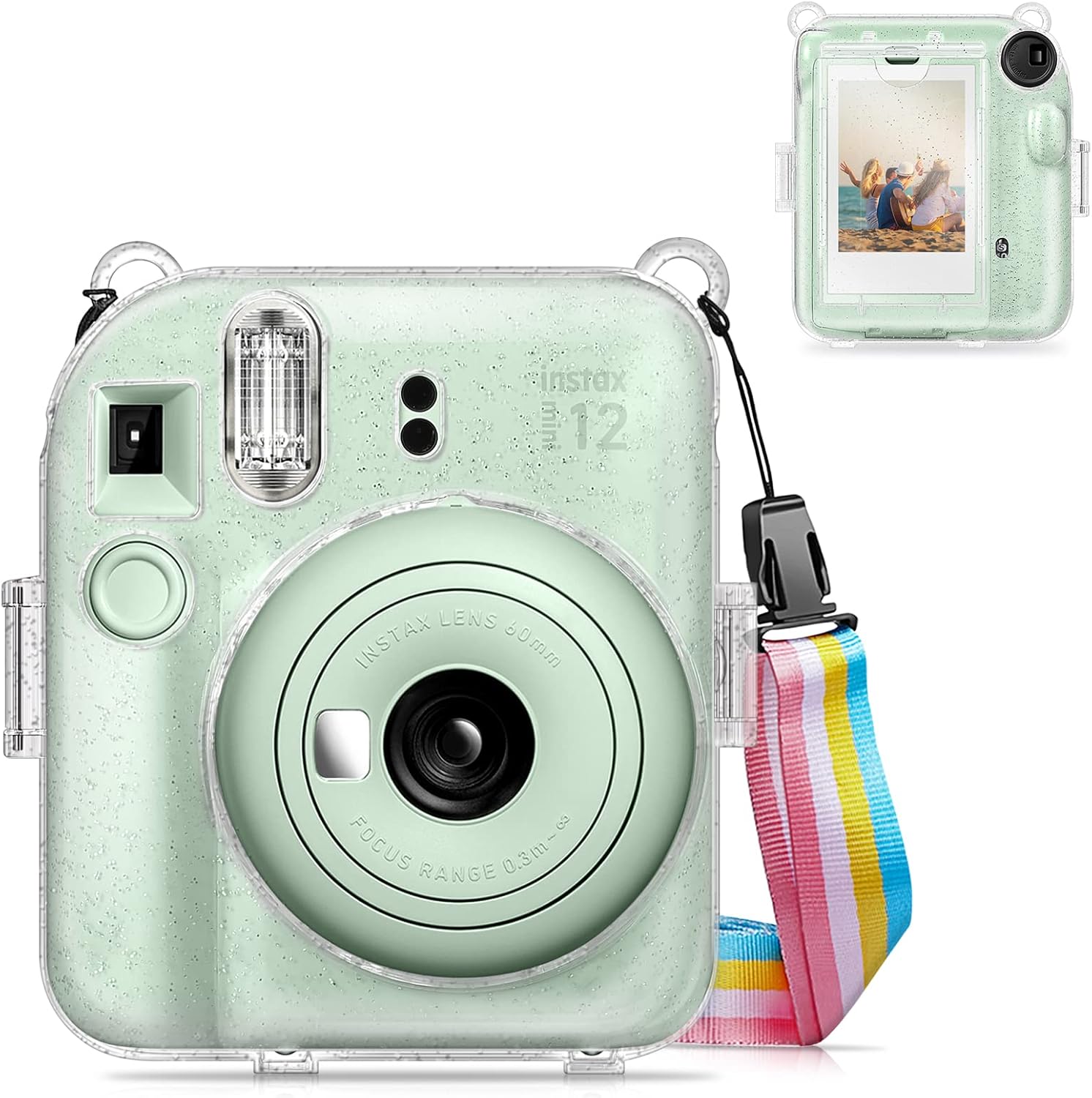 Fintie Funda protectora transparente para cámara instantánea Fujifilm Instax Mini 12  Carcasa rígida de cristal con bolsillo de película mejorado