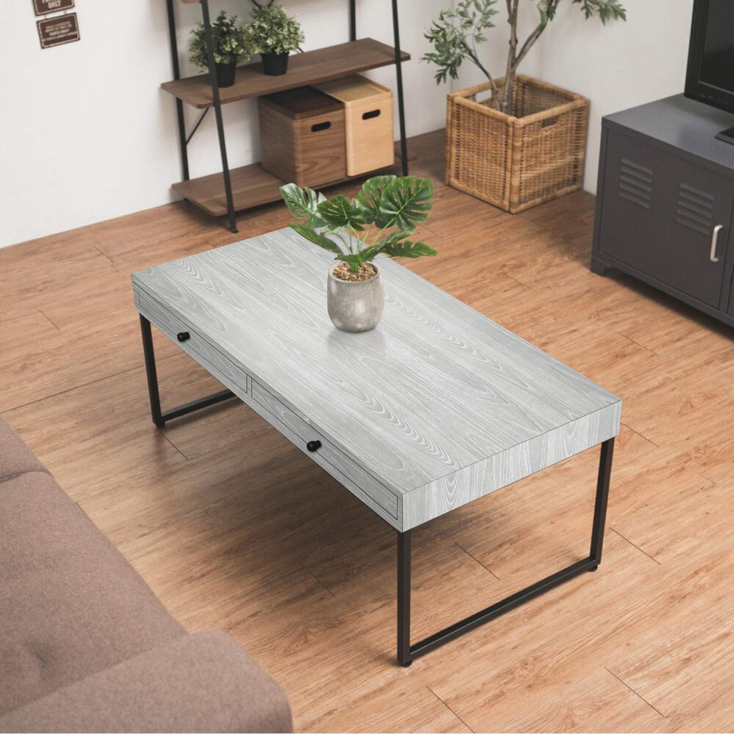Papel adhesivo de madera gris de 17.71 x 590 pulgadas, textura de grano de madera, papel adhesivo para despegar y pegar, papel adhesivo gris claro,