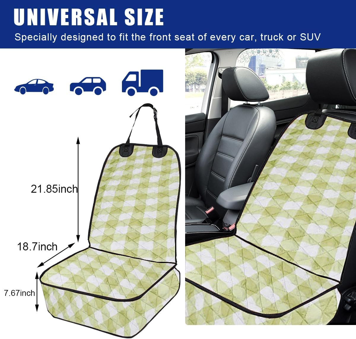 Ziciner Funda para perro para asiento delantero de automóvil, 600D impermeable, protector de asiento contra la piel y la suciedad, funda duradera