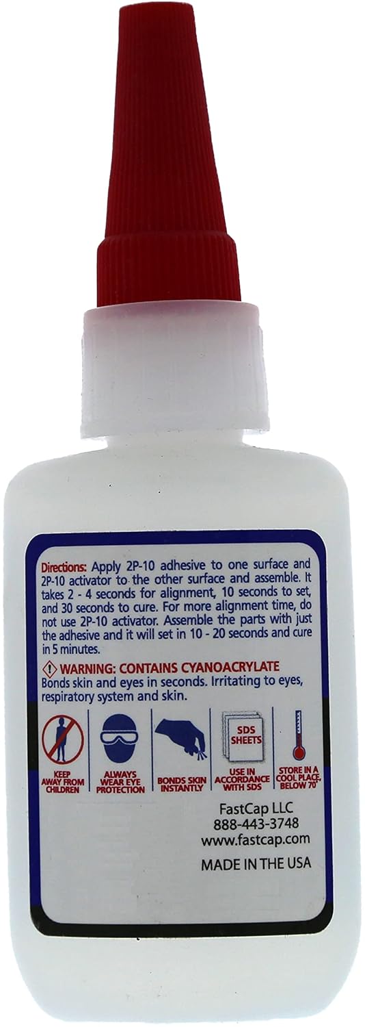 FastCap 2P-10 – Grueso – Pegamento resistente de resistencia industrial – CA (adhesivo de cianoacrilato) – 2.25 oz64 g. Proyectos de llenado de