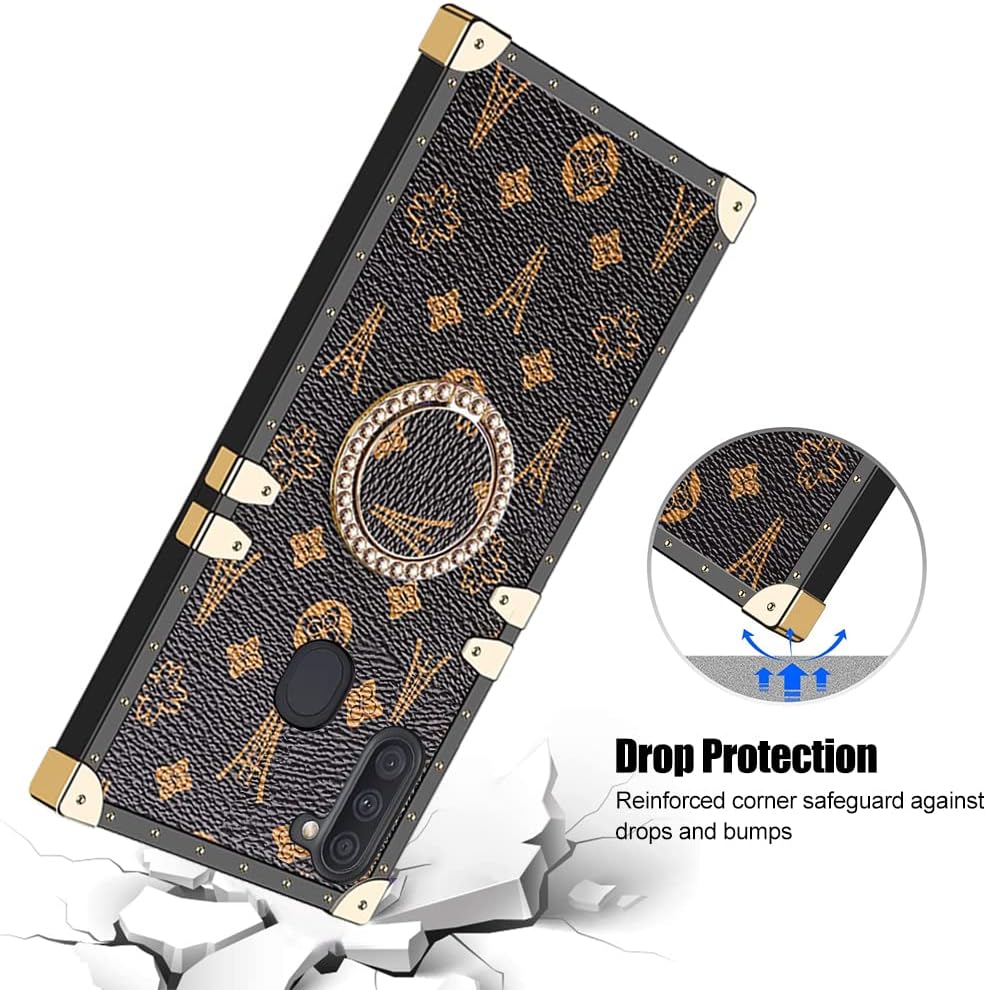 Funda cuadrada antideslizante a prueba de golpes de TPU de protección completa retro elegante de lujo con función atril para Samsung Galaxy A11