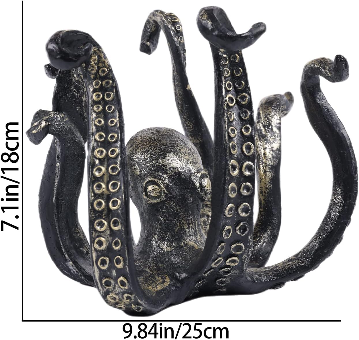 DOVDOV Portavasos de pulpo, soporte de taza de café de pulpo de resina, estatua de pulpo, decoración casera de bronce, accesorios de bar casero,