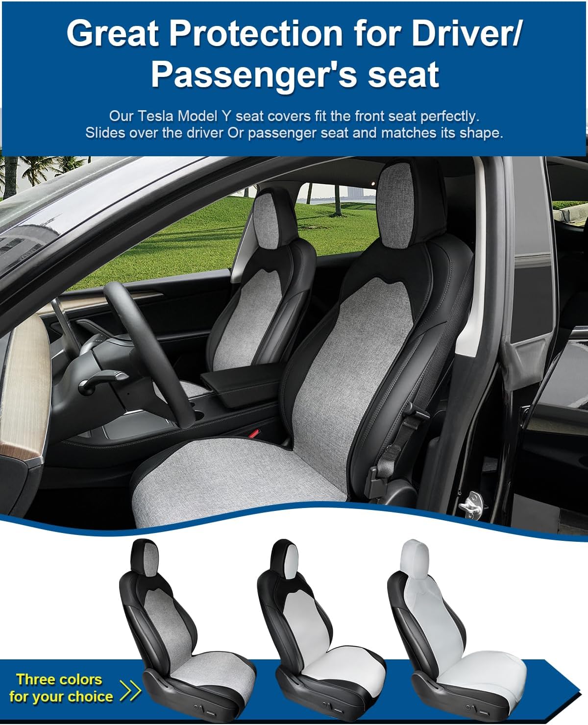 Fundas de asiento para Tesla modelo YModel 3, accesorios para asiento delantero de automóvil, protector de asiento para todas las estaciones,
