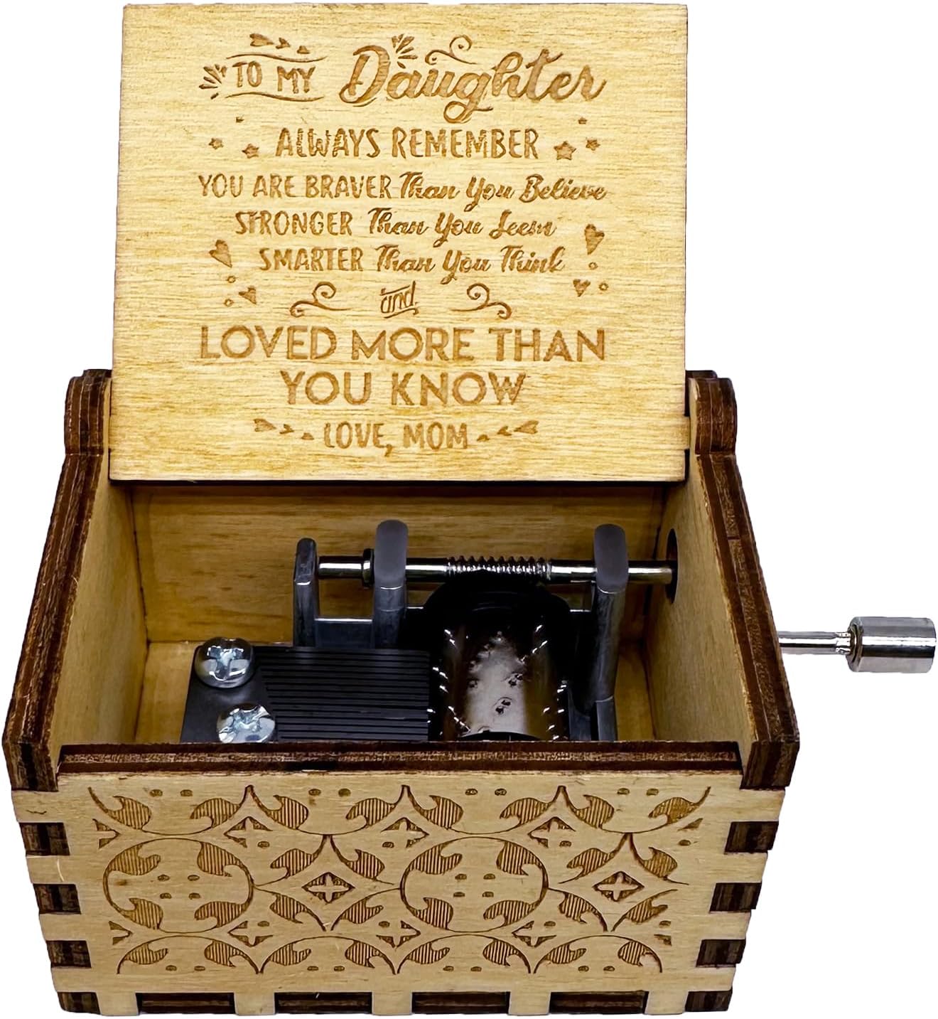 Caja de música You are My Sunshine from Mom to Daughter, manivela clásica grabada, cajas musicales grabadas, regalos de recuerdo para hija de mamá