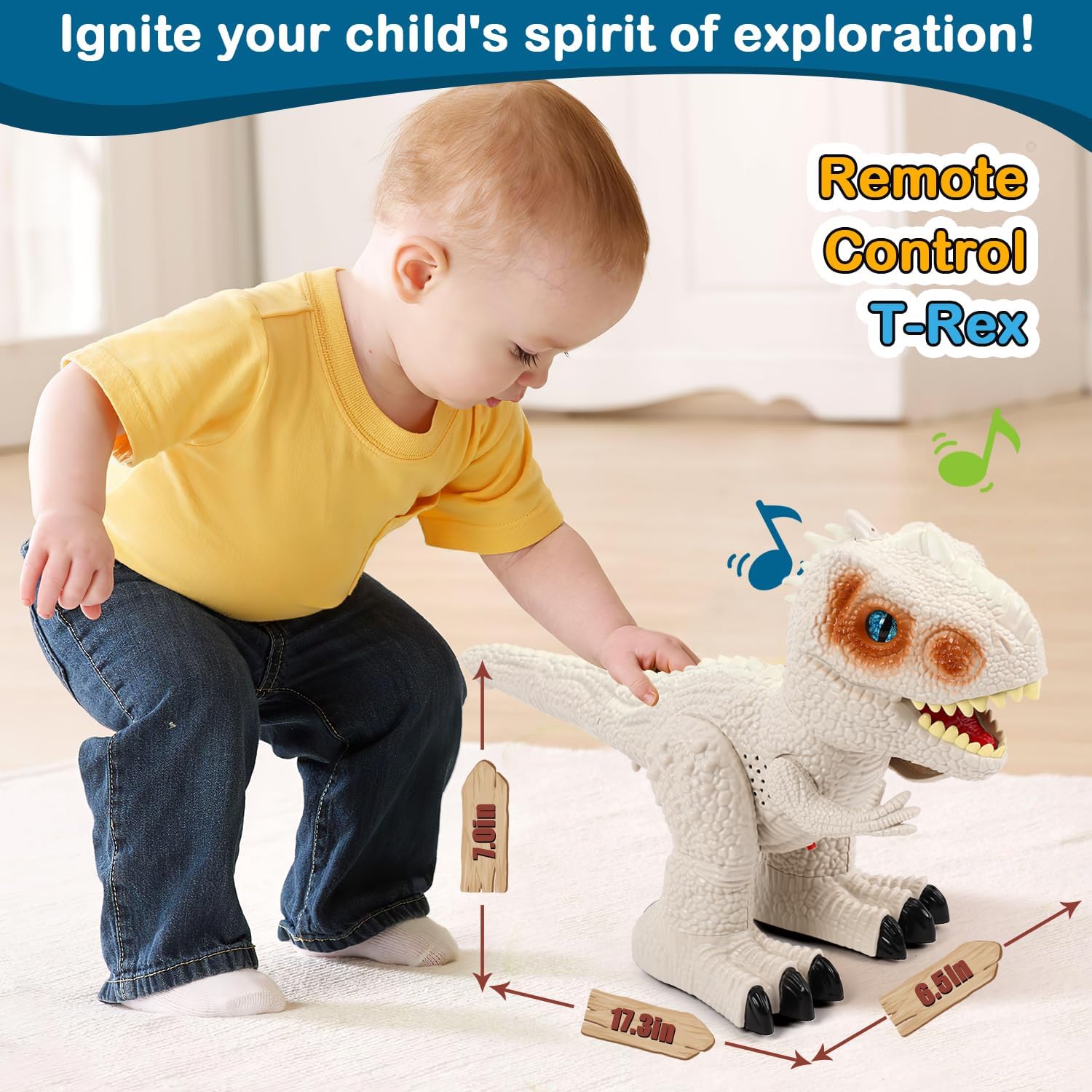 Juguetes de dinosaurio a control remoto para niños dinosaurio robot para niños, juguetes Jurassic T-rex RC Dino para niños pequeños, juguete de
