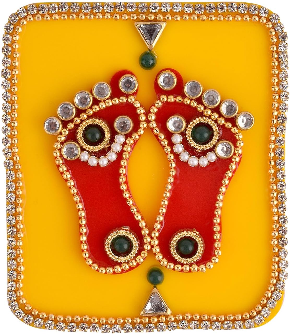 SATVIK – Juego de calcomanías acrílicas Lakshmi MATA Charan Paduka para decoración de festivales con piedra Moti Jarkan Mandir Home Office Floor