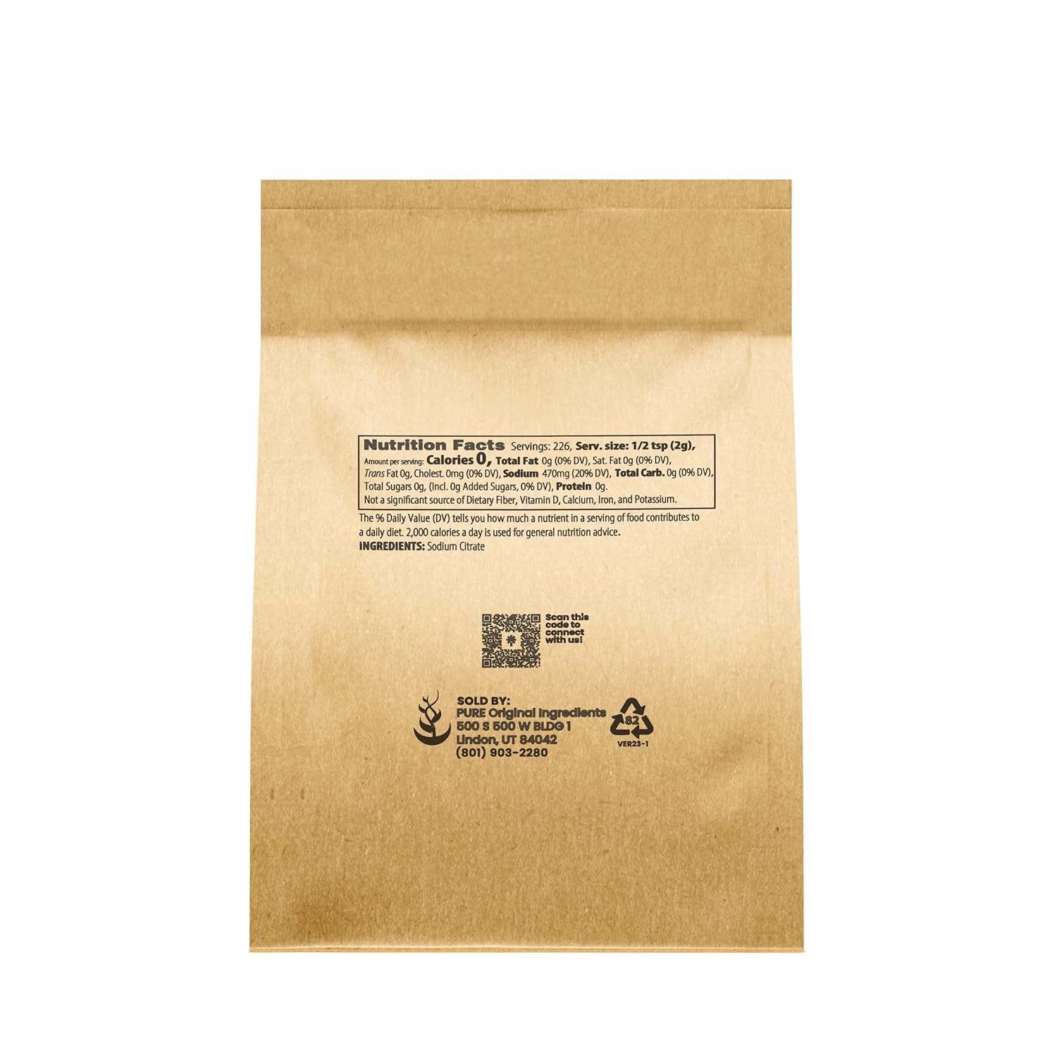 Pure Original Ingredients Emulsionante de citrato de sodio (1 libra), Conservante de alimentos, Potenciador del sabor, Cocina y recetas