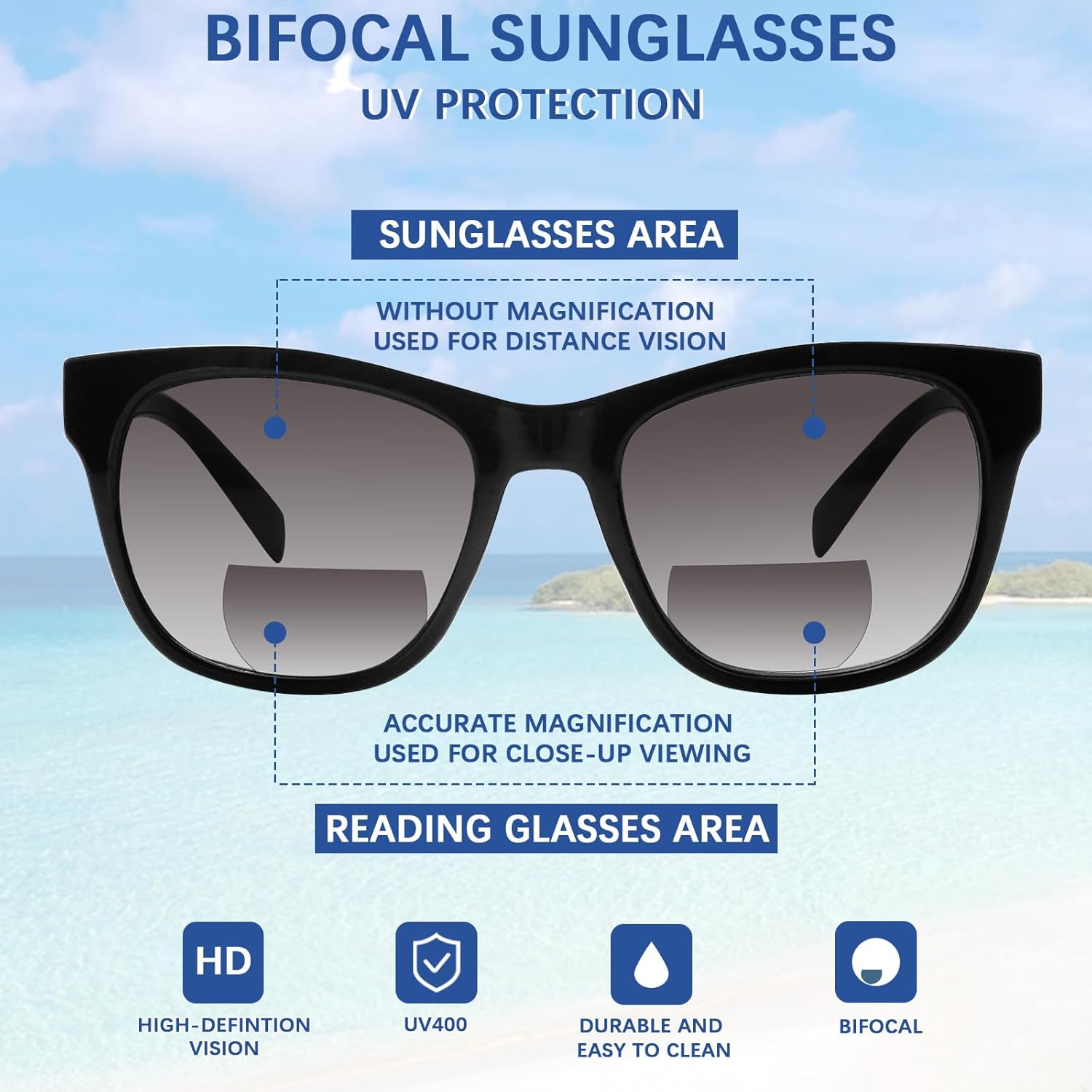 STASTEND 4 Pack Bifocal Reading Sunglasses for Women Men,UV400 Sun Readers Glasses