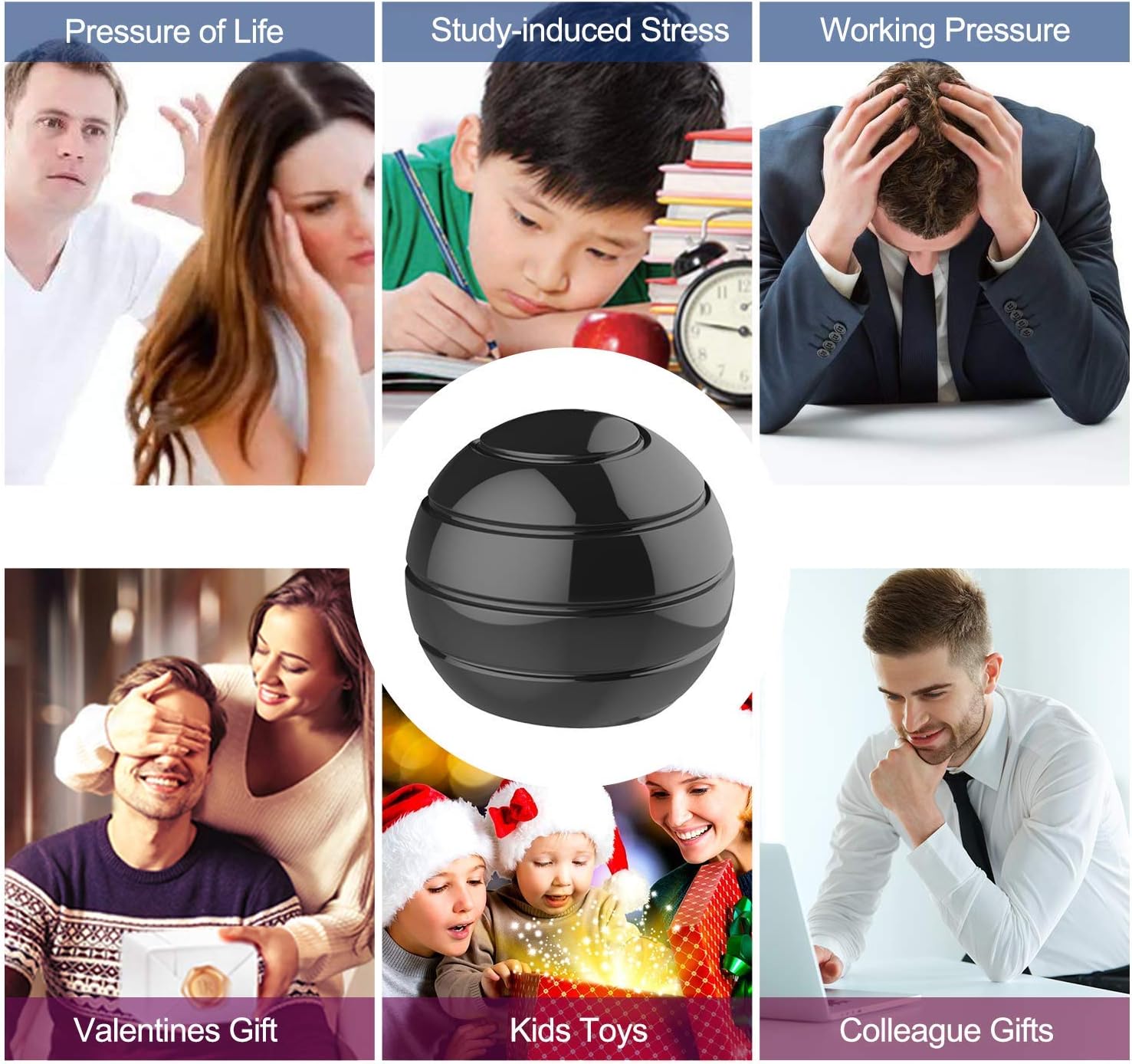 Manzelun Kinetic juguete de escritorio, cuerpo completo ilusión óptica pelota Fidget Spinner, regalos para hombres, mujeres, niños