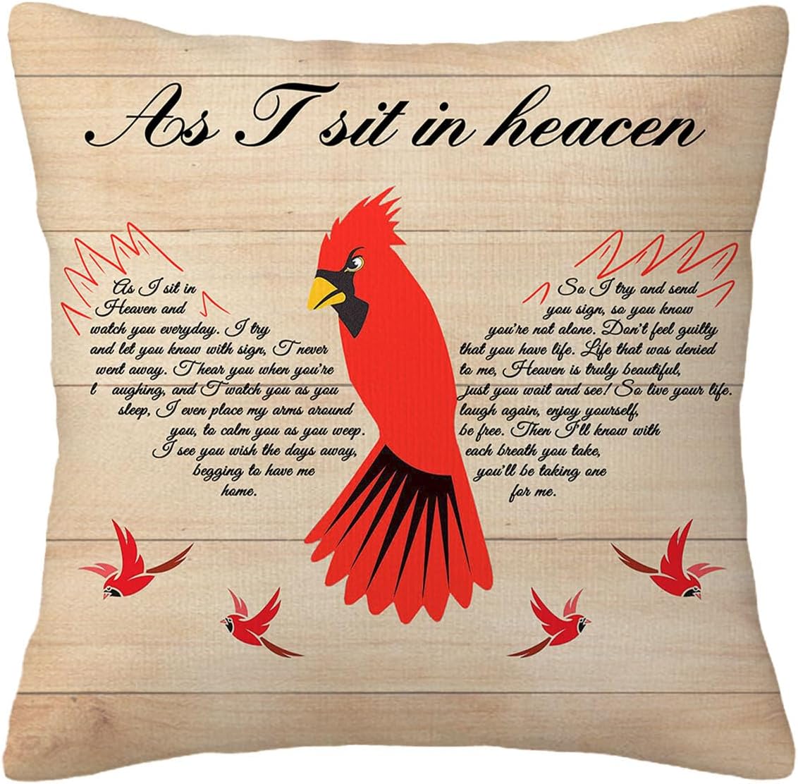 Fundas de almohada cardinales que cayeron del cielo cuando estaba sentado en el cielo, fundas de almohada súper suaves de 18 x 18 pulgadas, funda de
