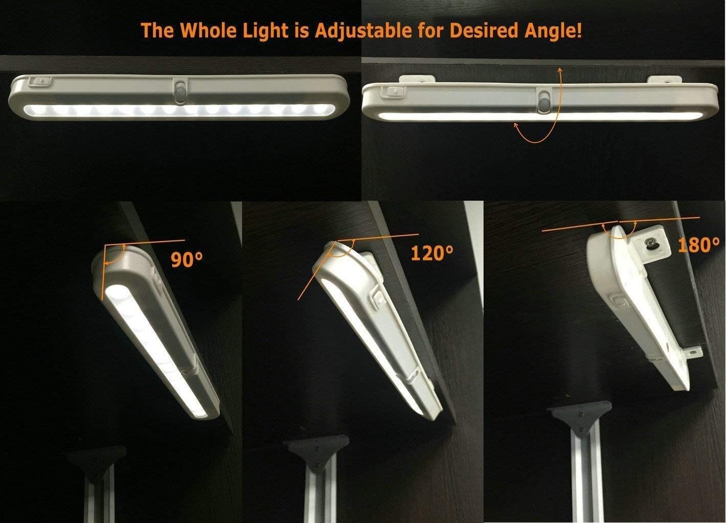 Luces de armario a pilas, luces LED con sensor de movimiento, luces para interiores debajo del gabinete, luces debajo del mostrador para cocina, 3