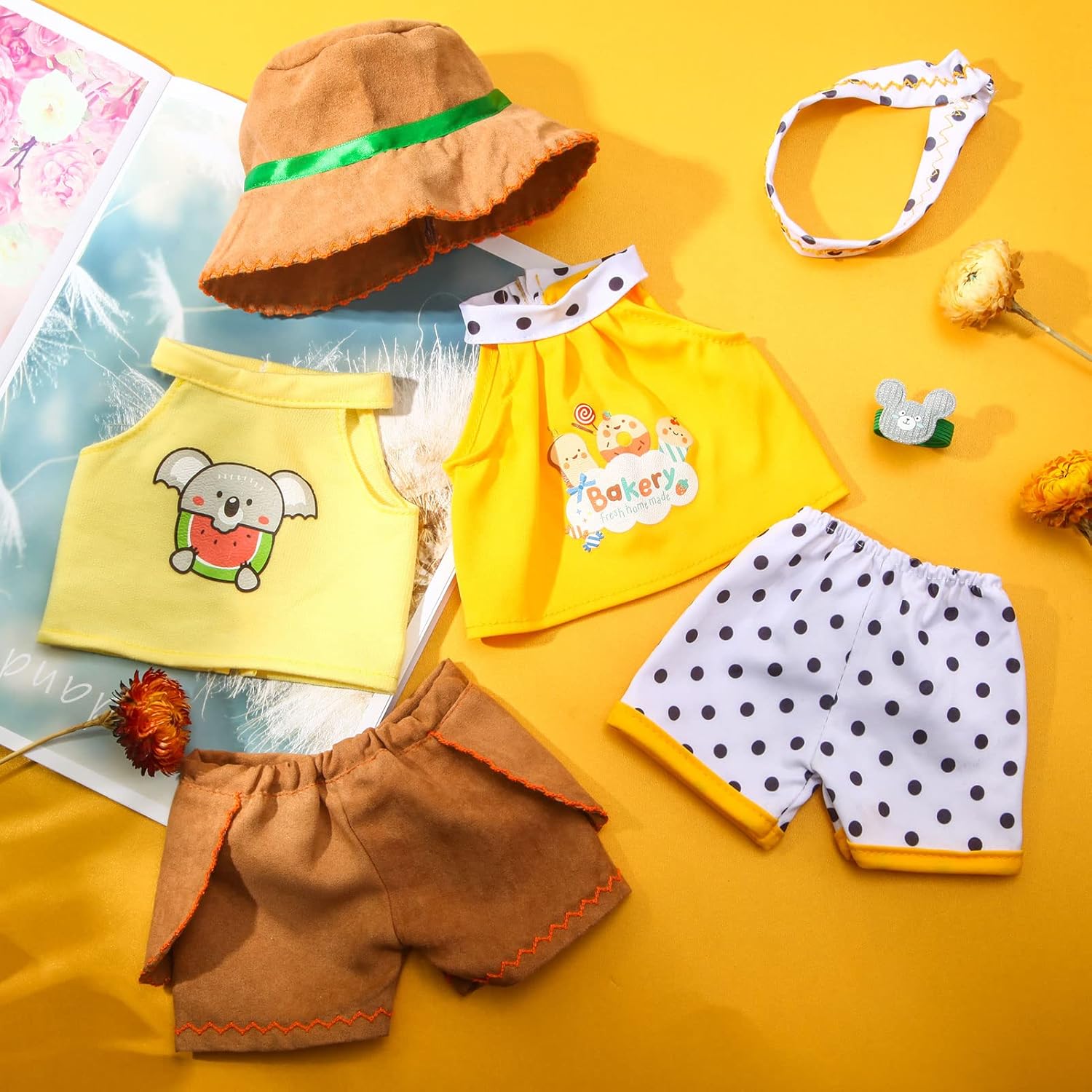 Juego de 2 lindas camisa o falda de oso de peluche que se adapta a la mayoría de los animales de peluche de 14 a 18 pulgadas, construye una ropa de