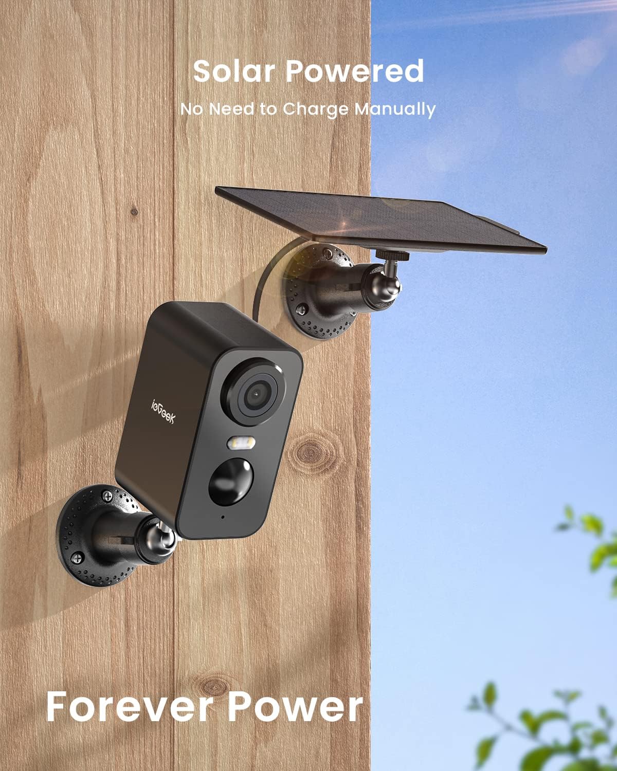 ieGeek – Cámaras de seguridad solares inalámbricas para exteriores, paquete de 2 cámaras con batería WiFi 2K para vigilancia del hogar, cámara