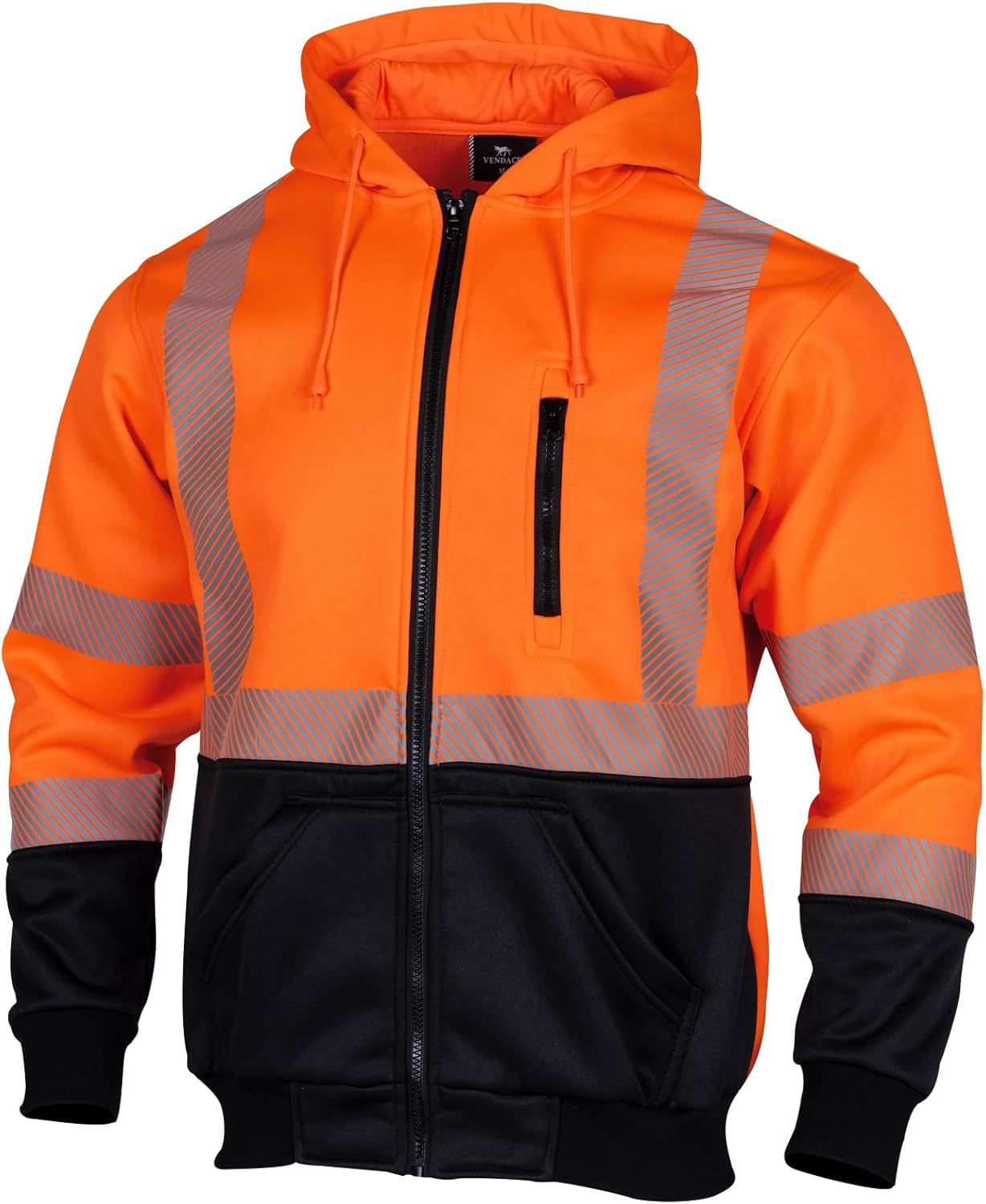 VENDACE Alta visibilidad ANSI Clase 3 Reflectante de Seguridad Fleece Sudadera con capucha para hombres Hi Vis Sudaderas Chaqueta con cremallera