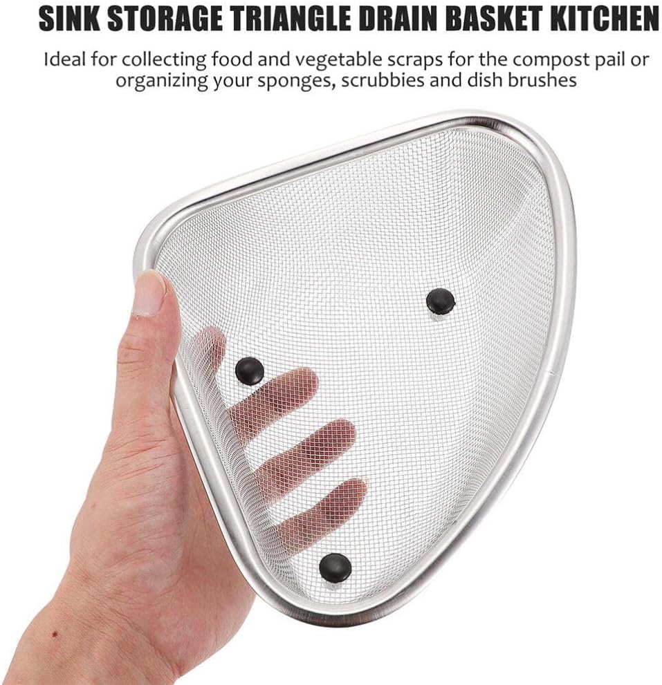 YARNOW 1 cesta de drenaje para fregadero de esquina de almacenamiento triangular, colador de fregadero lateral, colador de frutas para fregadero