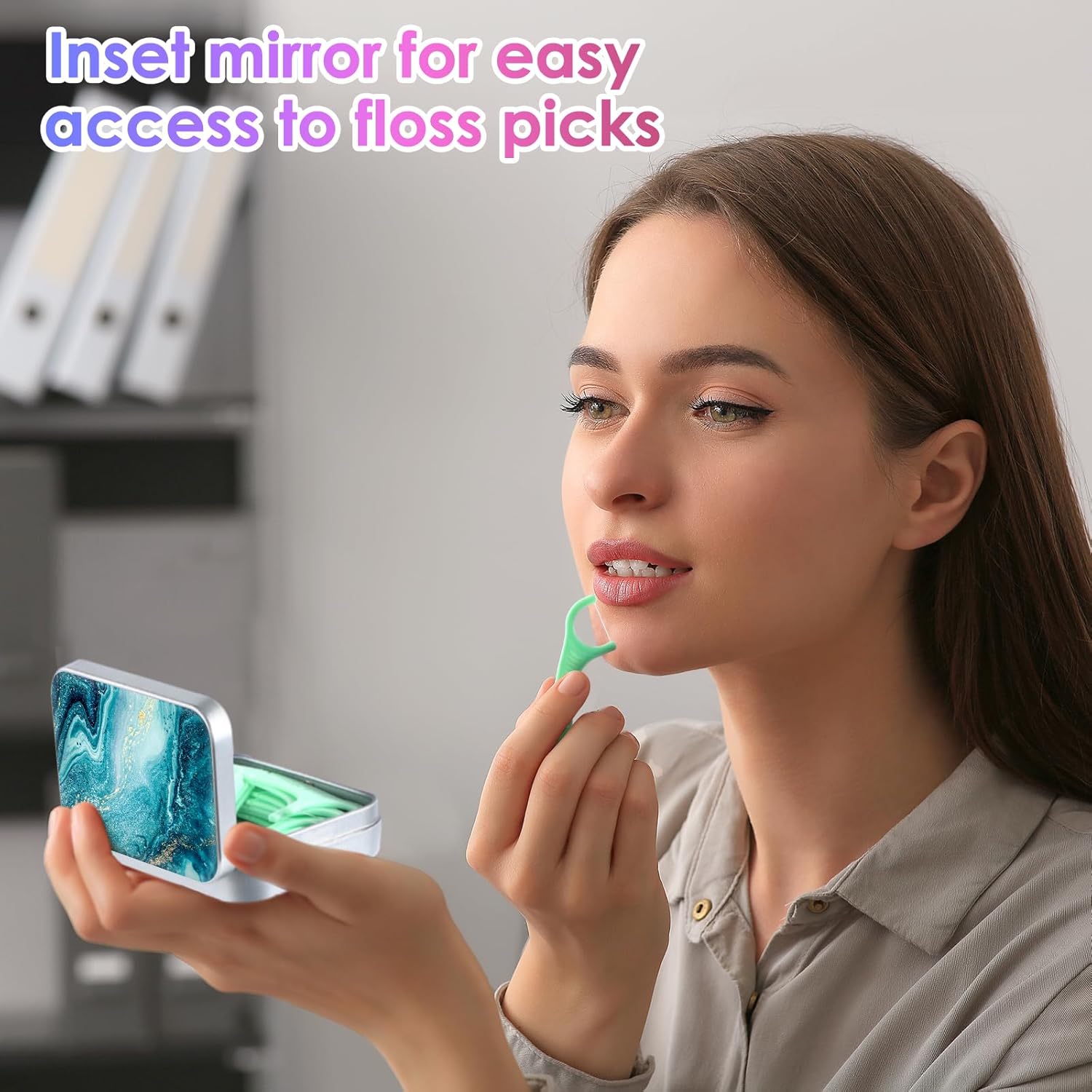 Estuche portátil de hilo dental, fácil de almacenar púas de hilo dental de varios tamaños, dispensador de hilo dental portátil es perfecto para
