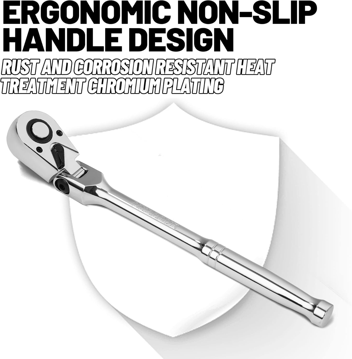 Trinquete de accionamiento de 38 pulgadas, trinquete de cabeza flexible 38 llave de trinquete, llave de enchufe, cabeza Cr-Mo de liberación rápida