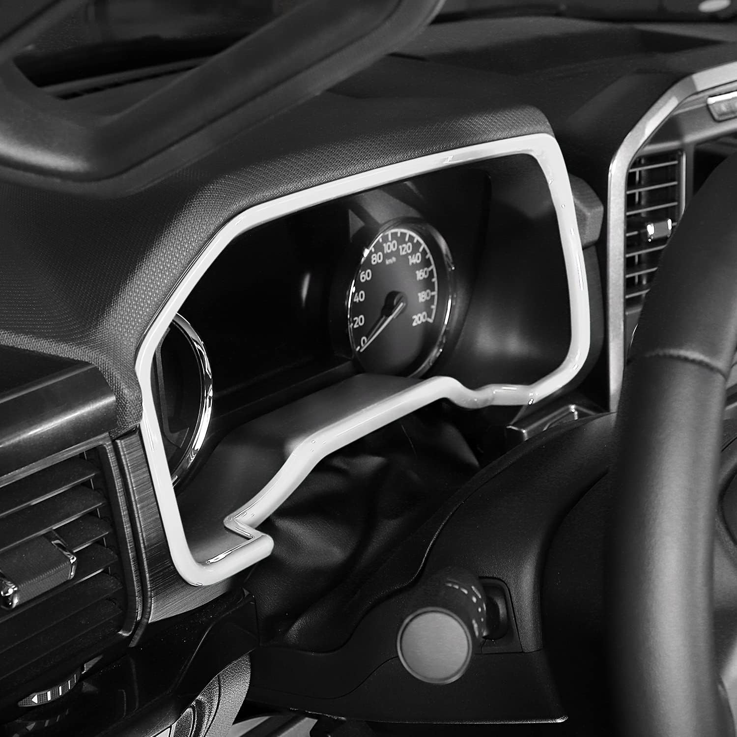 Voodonala Cubierta de anillo para Ford F150 2021 + tablero de instrumentos para Ford F150 2021 2022 Lightning (ABS, 1 unidad, blanco)