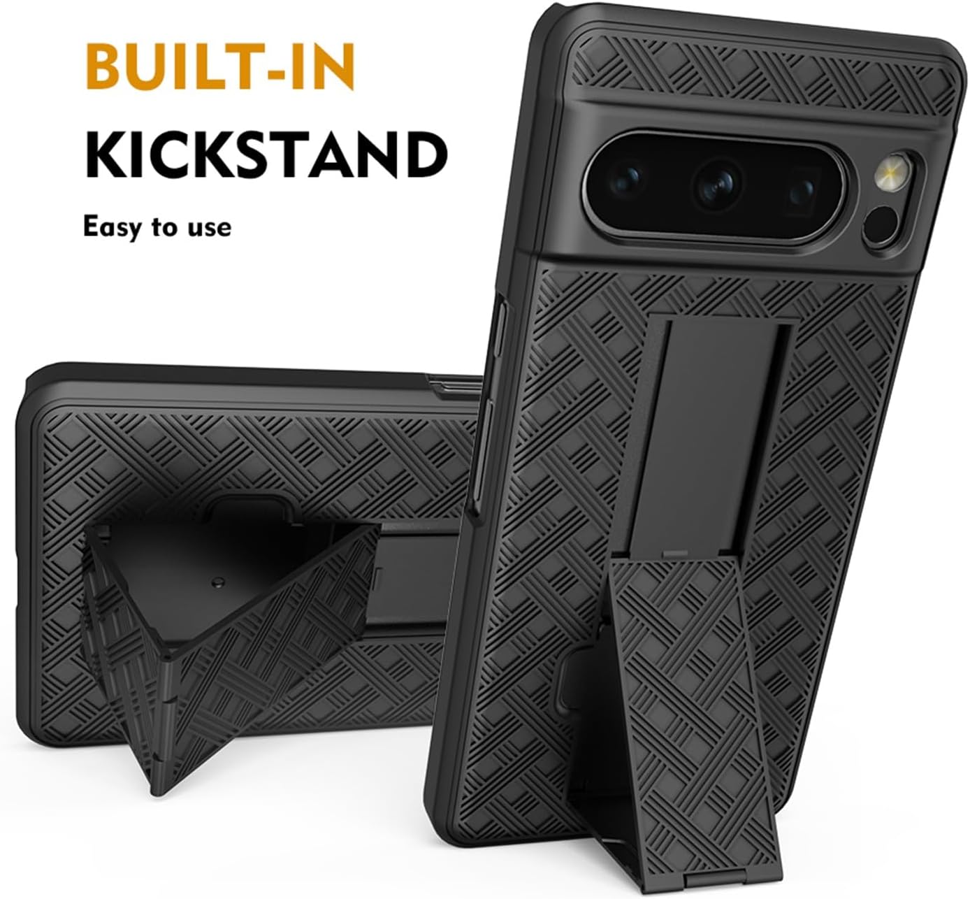 6goodeals Funda con clip para cinturón para Google Pixel 8 Pro – Combo de funda delgada y resistente – Funda resistente para teléfono con soporte y