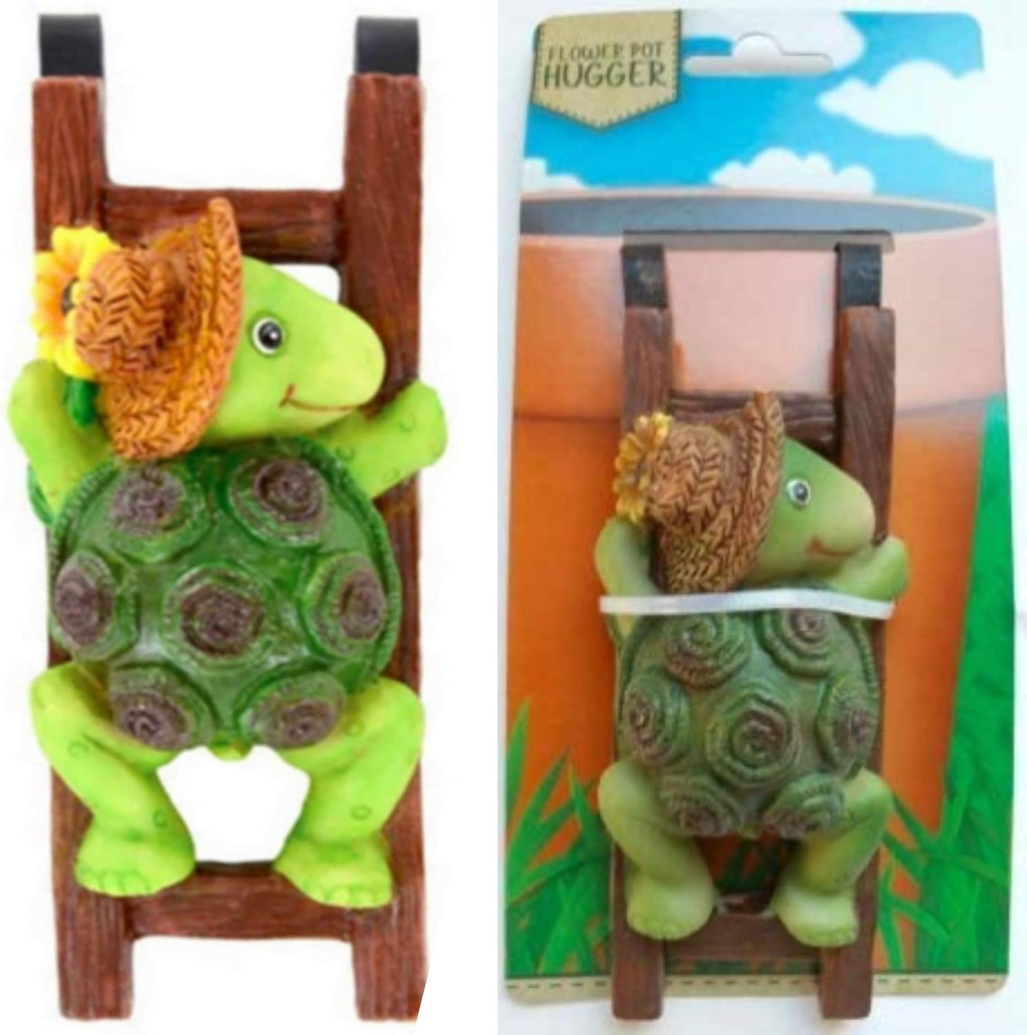 Maceta  Figura Hugger  Decoración de jardín de tortuga (2 piezas)  Obtén todas las divertidas colecciones de escaladores de Pot Pal  Decoración de