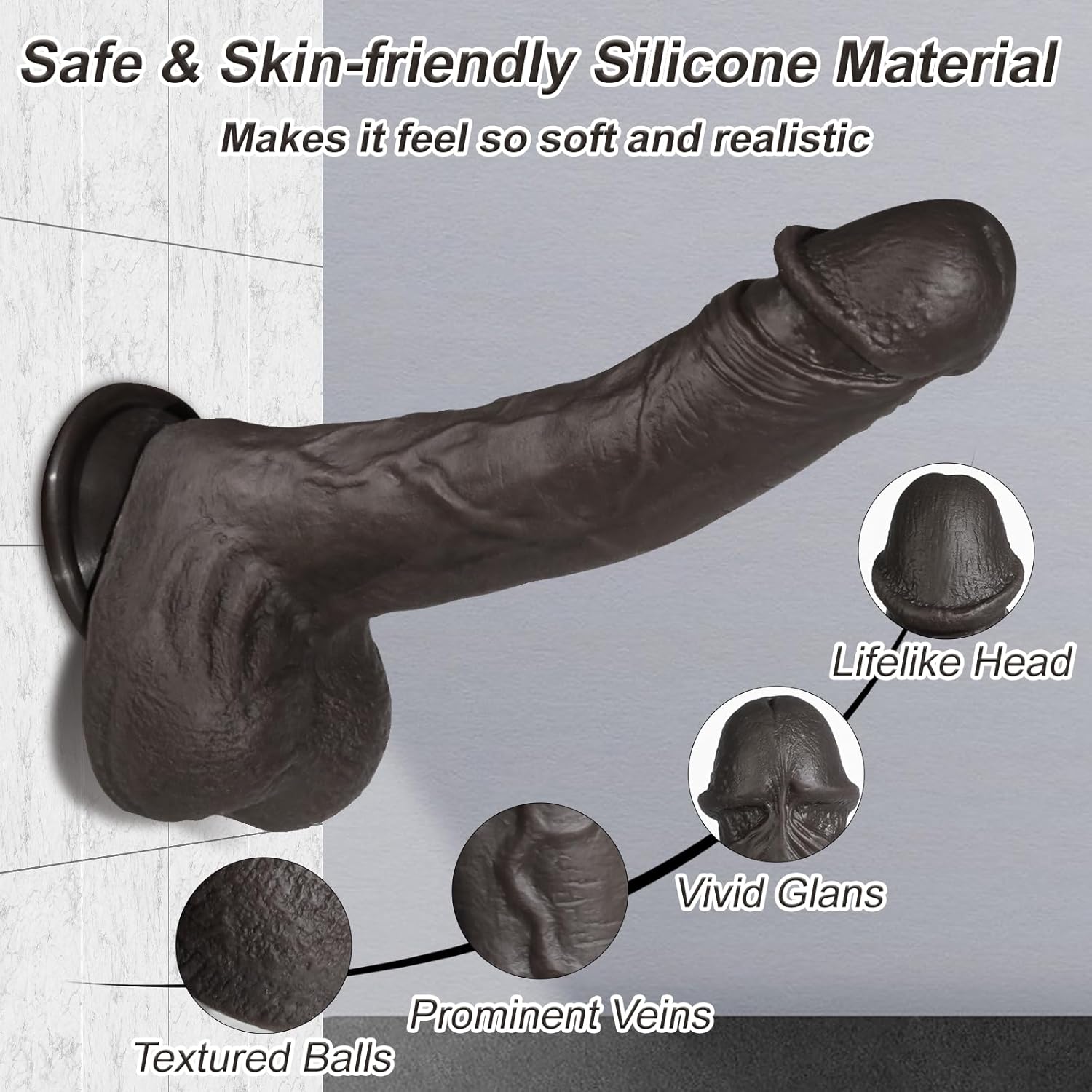 Consolador realista de empuje para mujeres, consoladores giratorios de silicona realista de 9 pulgadas con ventosa de silicona con 10 modos y