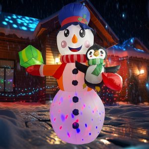 Decoraciones inflables de Navidad de 6 pies con luces LED coloridas giratorias de 360, decoraciones de Navidad al aire libre con estacas para bolsas Decoraciones inflables de Navidad de 6 pies con luces LED coloridas giratorias de 360, decoraciones de Navidad al aire libre con estacas para bolsas