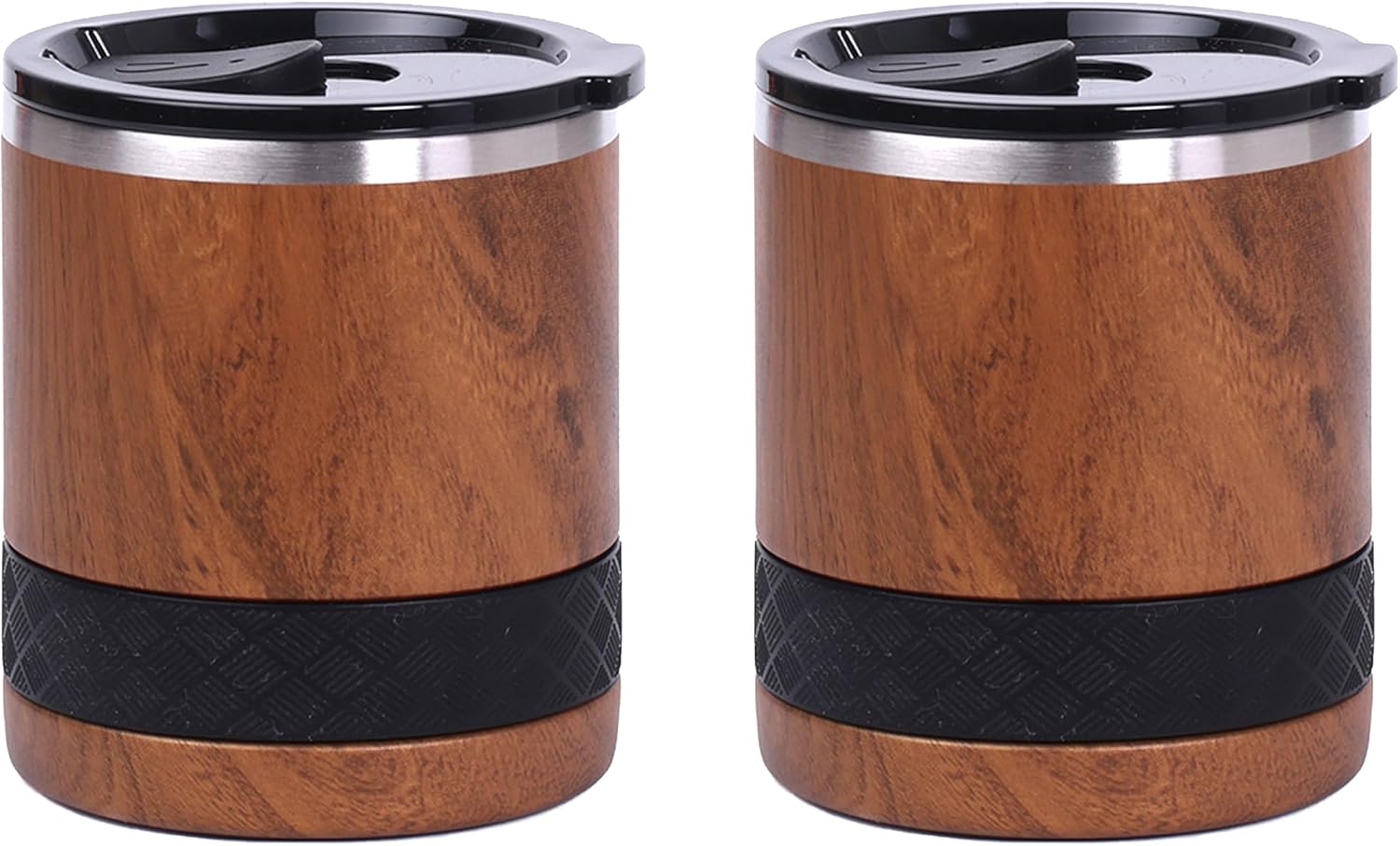 Elemental Juego de 2 vasos de baja bola de 10 onzas, taza de acero inoxidable de triple pared con tapa Tritan no rota, vaso de whisky aislado, taza