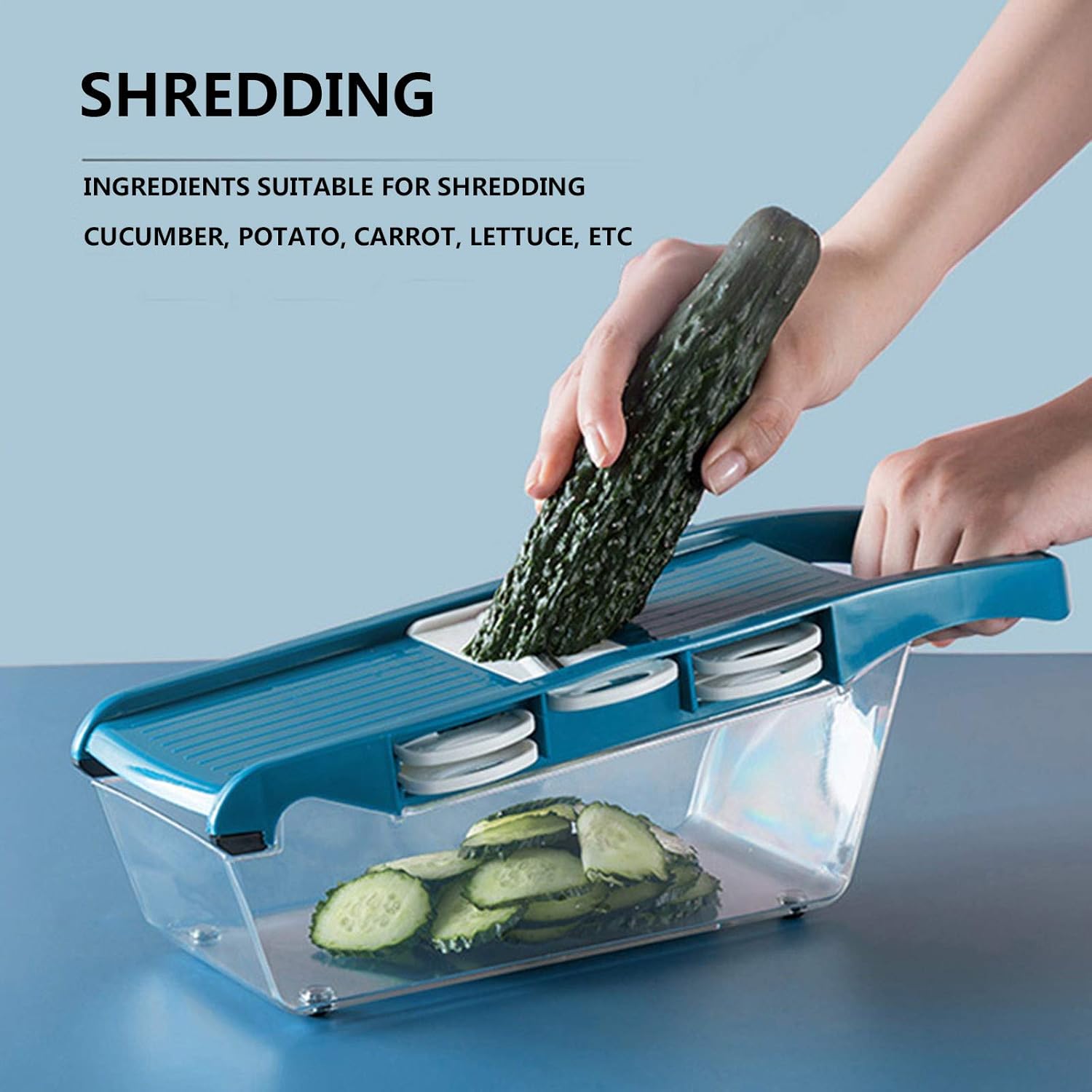Cortador de verduras para ensalada de cebollas, cortador de verduras con 6 cuchillas intercambiables, trituradora de repollo, cepilladora de mano,