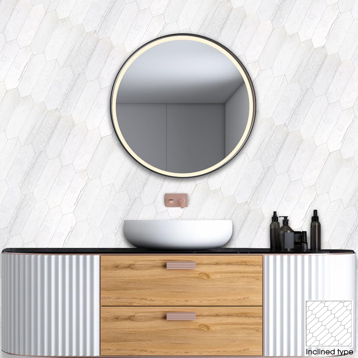 13 hojas de azulejos hexagonales para salpicaduras en muro para cocina, pegar en el muro para baño, lavandería y chimenea, azulejos de madera gris