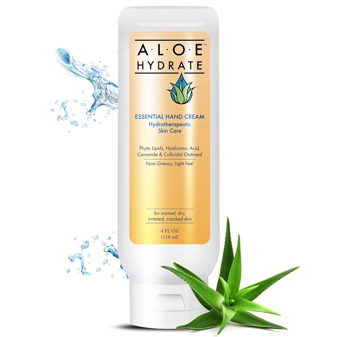 AloeHydrate Crema de manos esencial alivia, repara, suaviza y suaviza las manos y pies secos, las cutículas y la piel agrietada. Loción de manos no