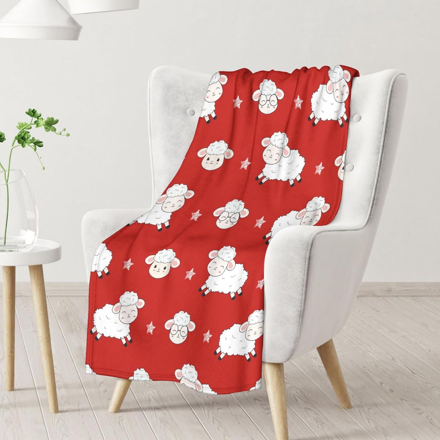 Manta de oveja de regalo, 30 x 40 pulgadas, bonita manta para niños, niñas y mujeres, mantas rojas suaves y peludas para cama, sofá y viajes