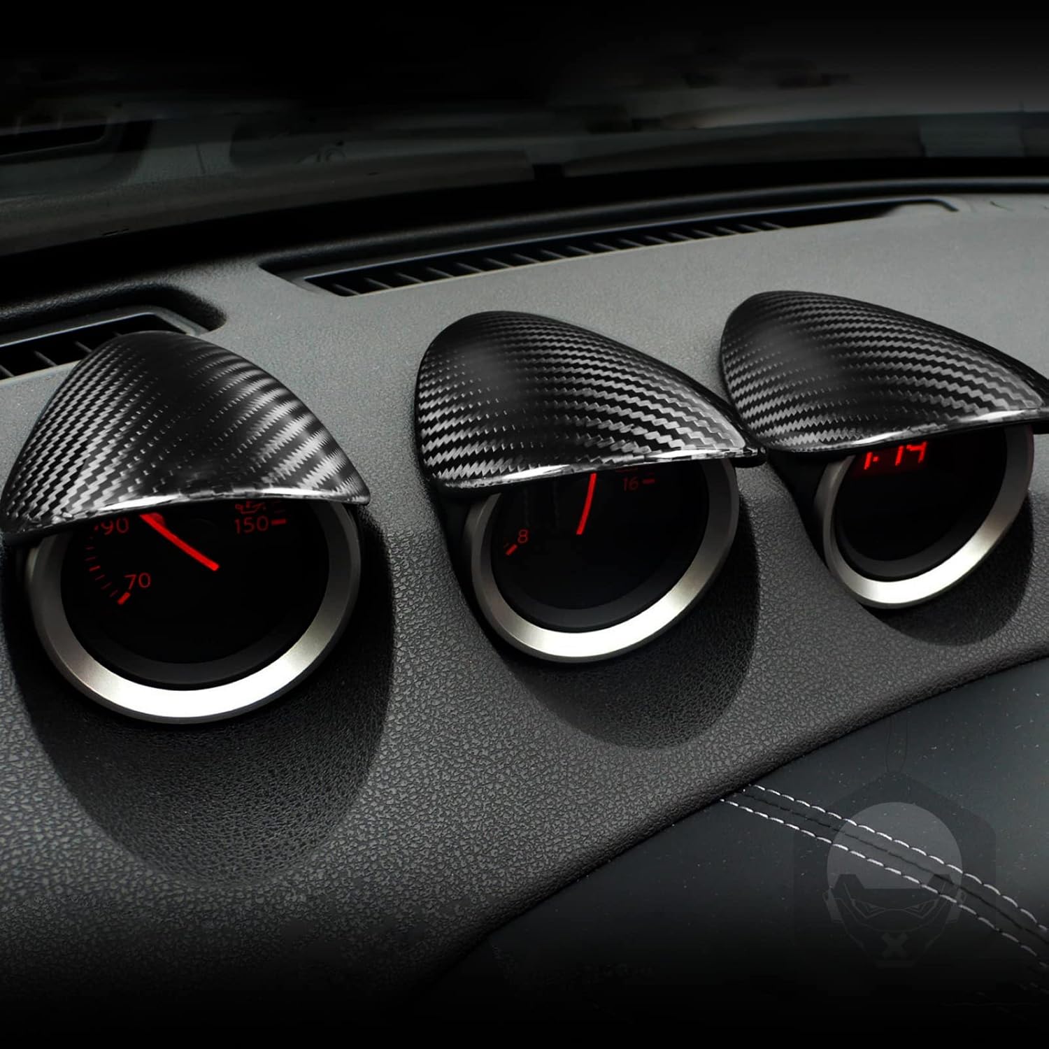 Cubierta de fibra de carbono mejorada compatible con Nissan 370Z Speedmeter Interior Panel de salpicadero, 3 piezas