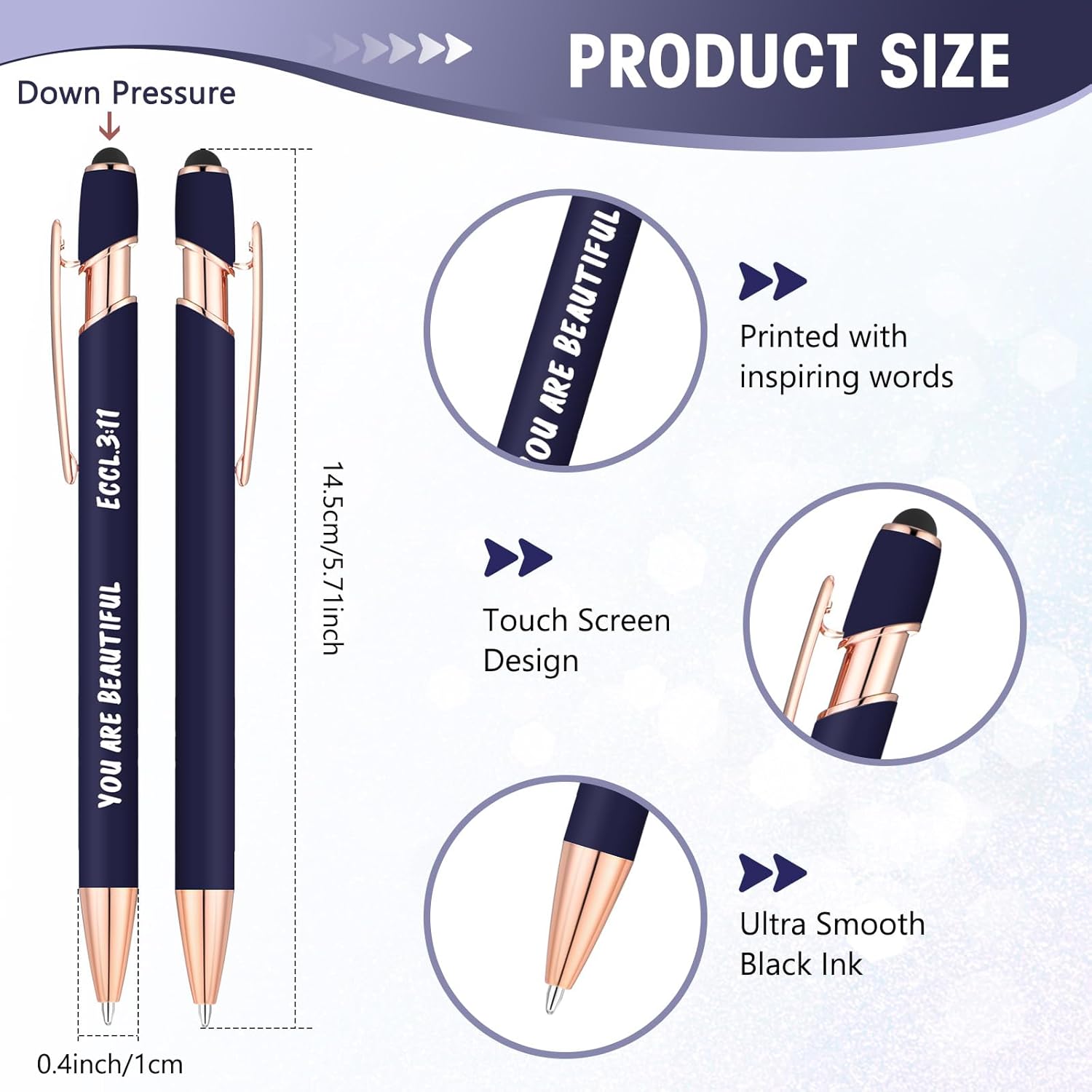 Ctosree 50 bolígrafos inspiradores con punta de lápiz digital de tinta negra, con citas alentadoras para Navidad, bolígrafos motivacionales