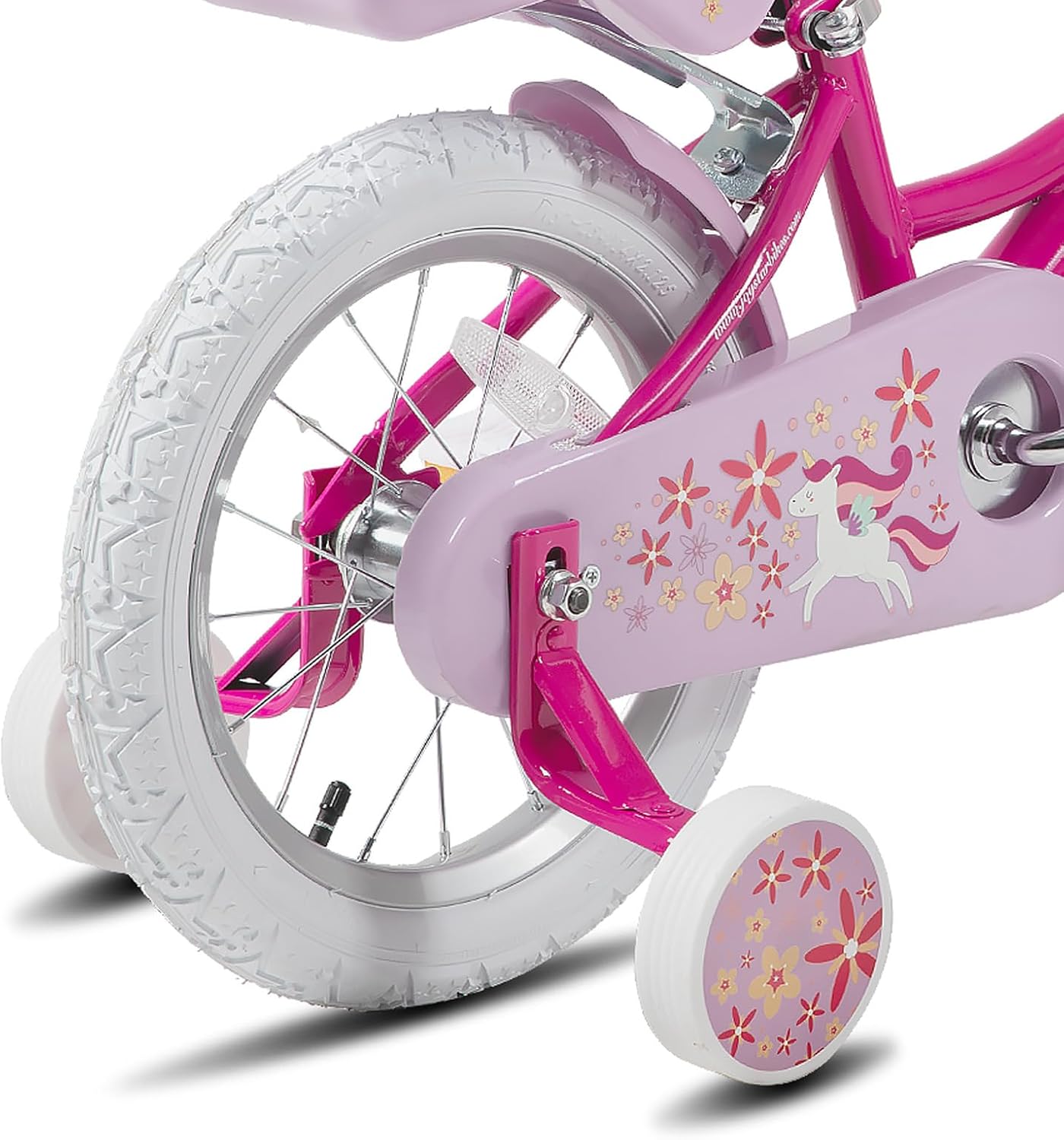 JOYSTAR Bicicleta de unicornio para niñas de 2 a 9 años, bicicleta para niños de 12, 14, 16, 18 pulgadas, con ruedas de entrenamiento, serpentinas,