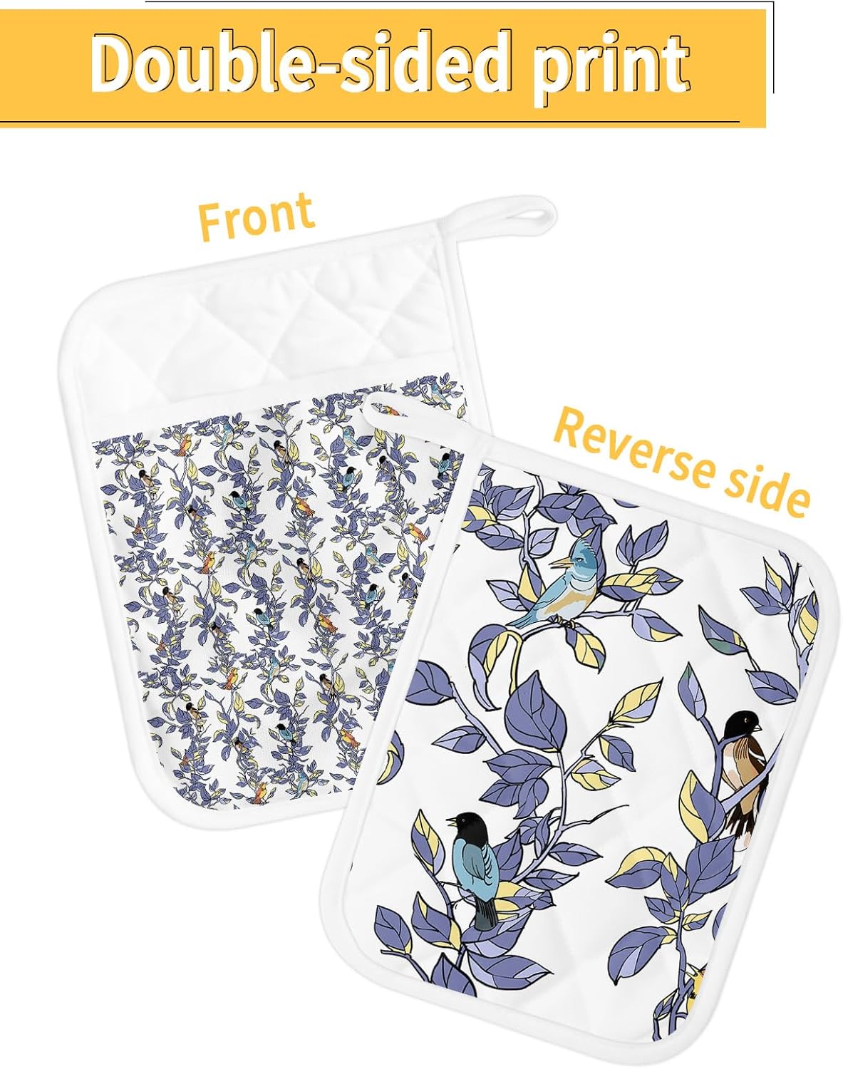 Vintage Plants – Juego de 2 agarraderas para cocina, antideslizantes y aislantes de calor, juego de agarraderas de tela de toalla con bolsillo,
