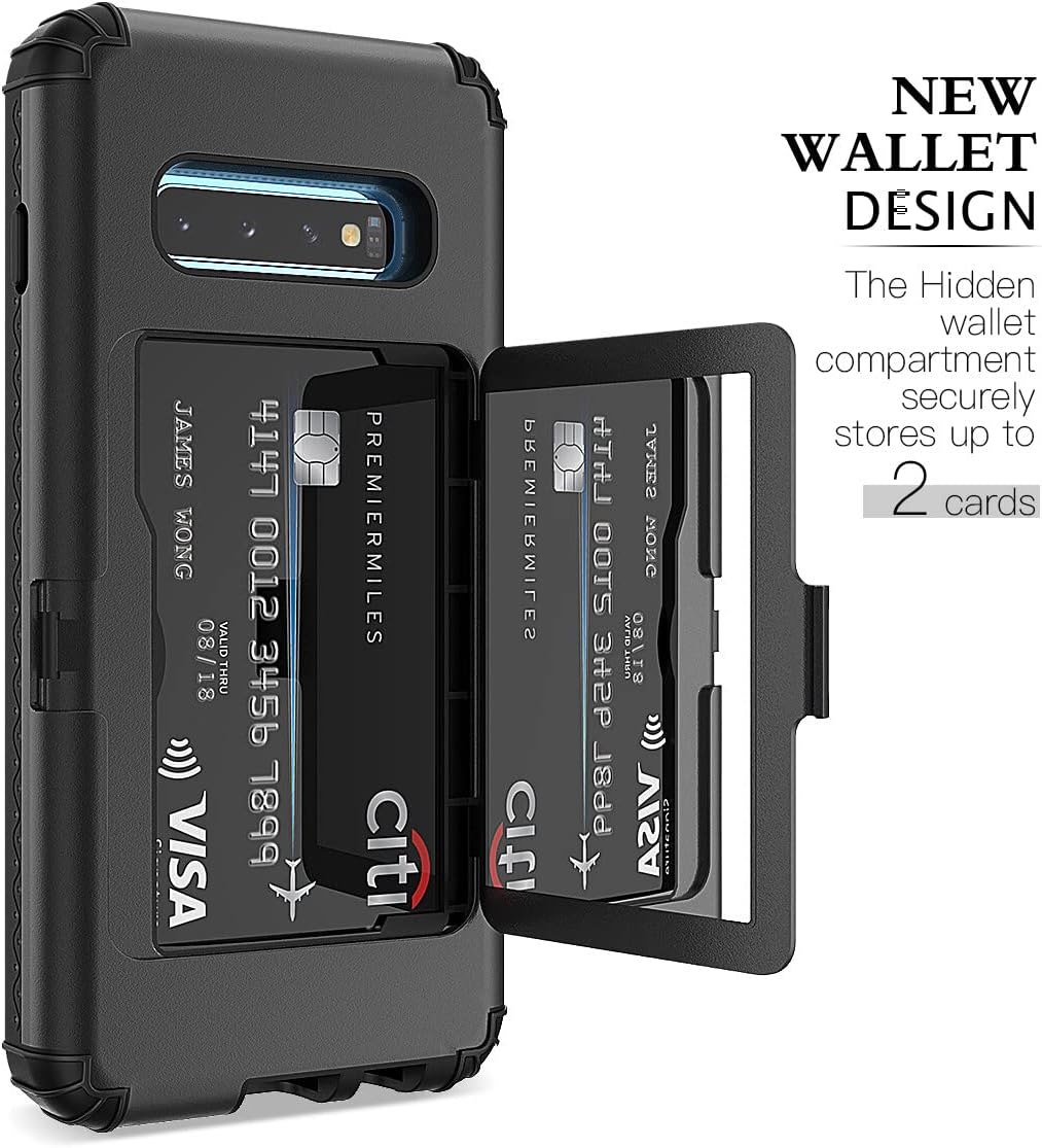 WeLoveCase Funda tipo cartera para Galaxy S10 Defender con espejo oculto, tres capas a prueba de golpes, protección resistente, funda protectora