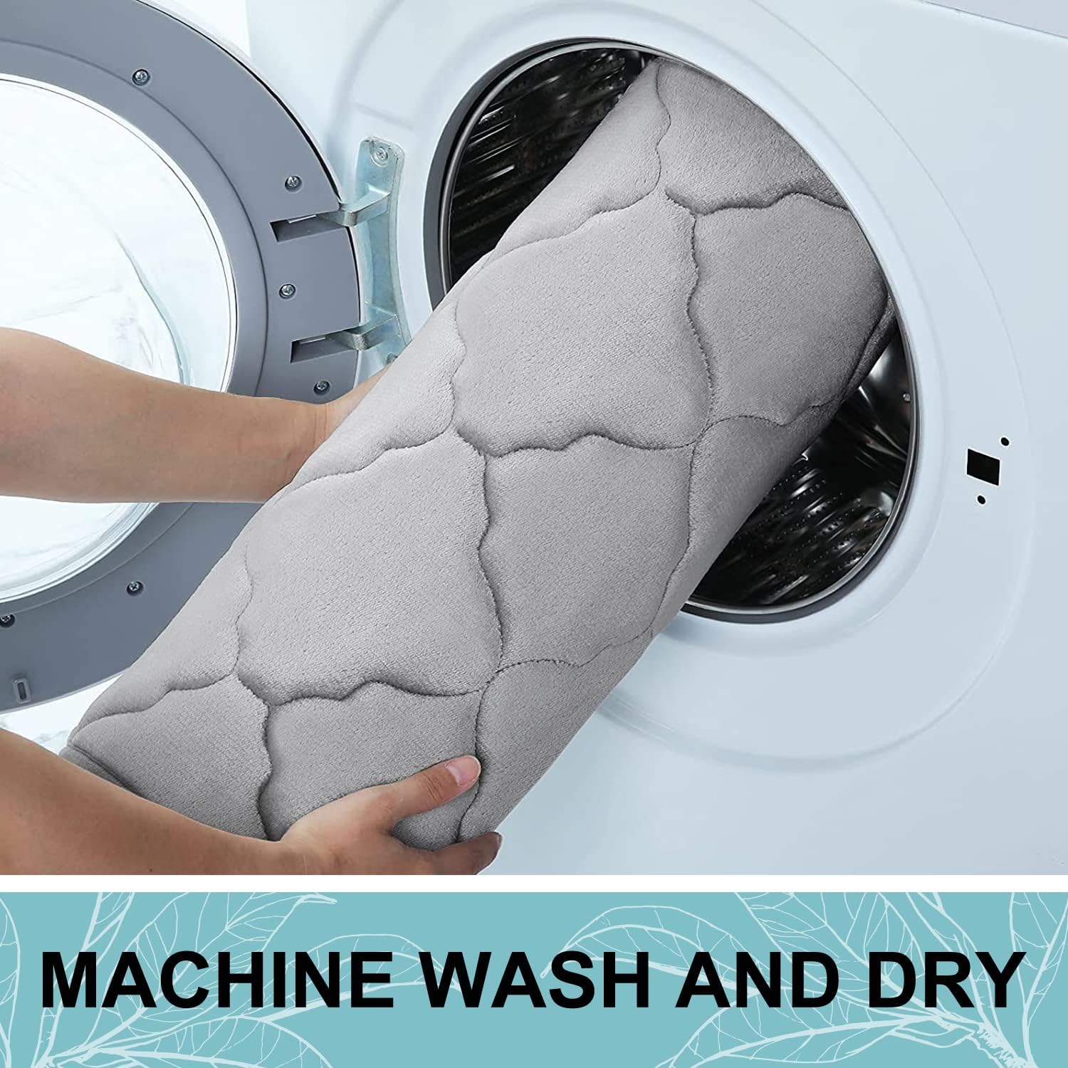 OLANLY Juego de 2 alfombras de baño de espuma viscoelástica, suaves y absorbentes, alfombra de baño de contorno en forma de U, lavable a máquina,