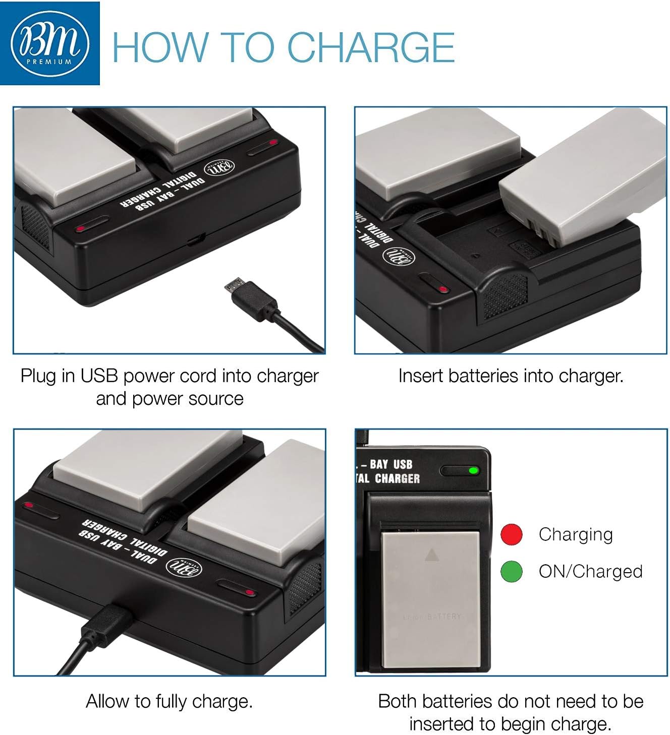 BM – Paquete de 2 baterías EN-EL5 y cargador de batería dual USB para cámara digital Nikon Coolpix P80, P90, P100, P500, P510, P520, P530