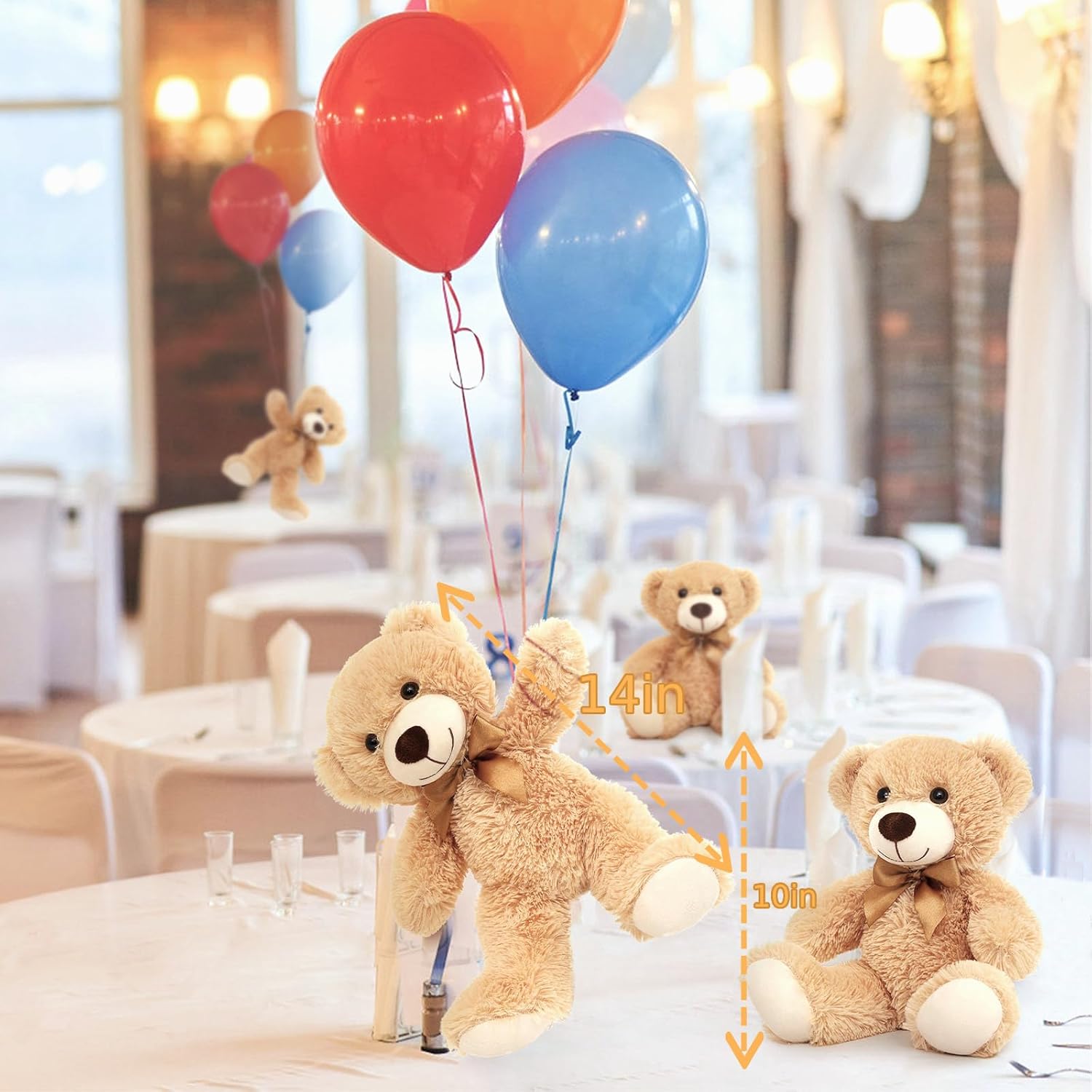 MorisMos Paquete de 15 osos de peluche pequeños de peluche, osos de peluche al por mayor, regalos para niños, oso de peluche de 14 pulgadas a granel