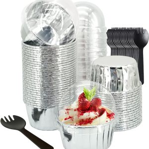 LNYZQUS – Paquete de 50 forros de papel de aluminio para cupcakes con tapas de cúpula, tazas grandes para magdalenas de 5.5 onzas, moldes LNYZQUS – Paquete de 50 forros de papel de aluminio para cupcakes con tapas de cúpula, tazas grandes para magdalenas de 5.5 onzas, moldes