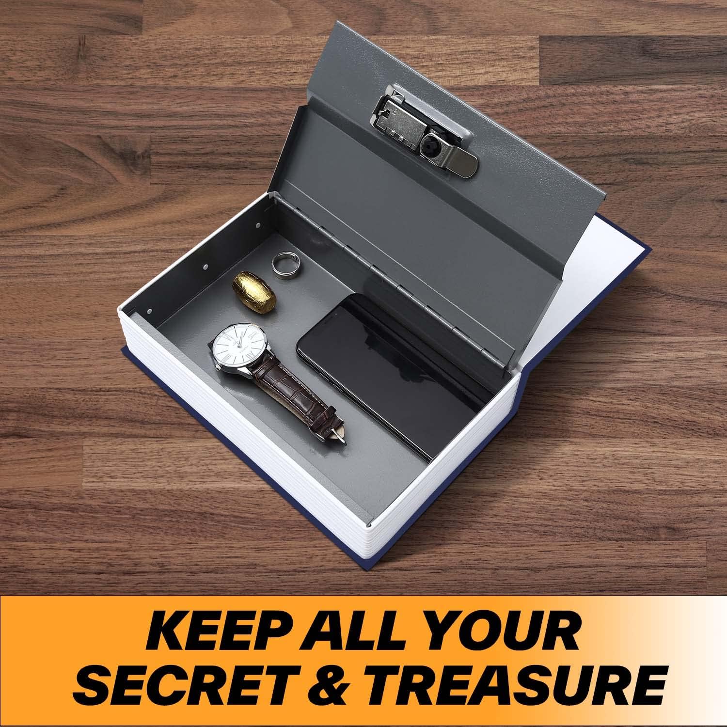 Caja fuerte con cerradura para libros, color rosa caja secreta Ohuhu con compartimento secreto, pequeña caja fuerte para el hogar, caja de libros