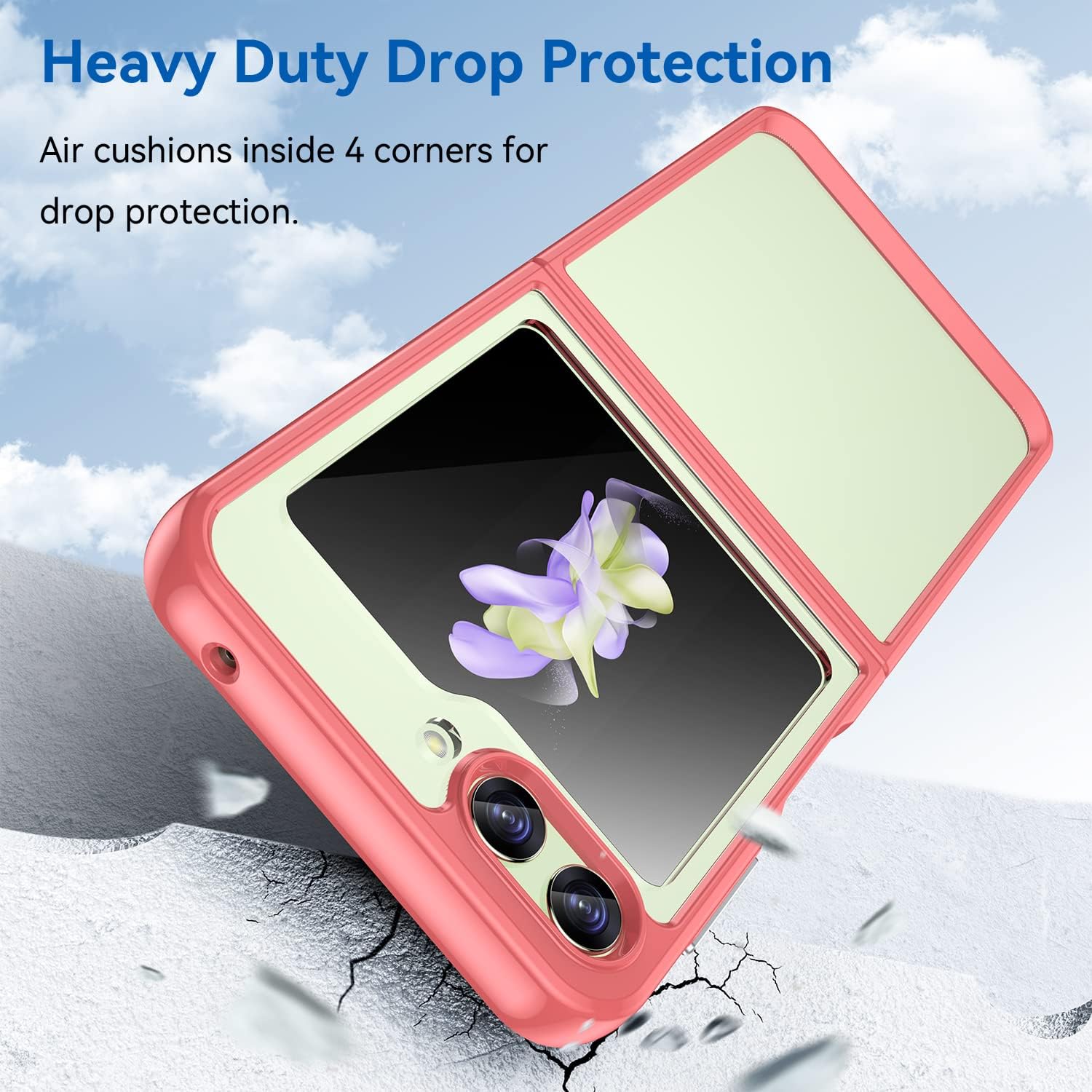 Funda para Samsung Galaxy Z Flip 5 5G Acrílico transparente + TPU Funda protectora transparente sin amarillamiento (rojo)