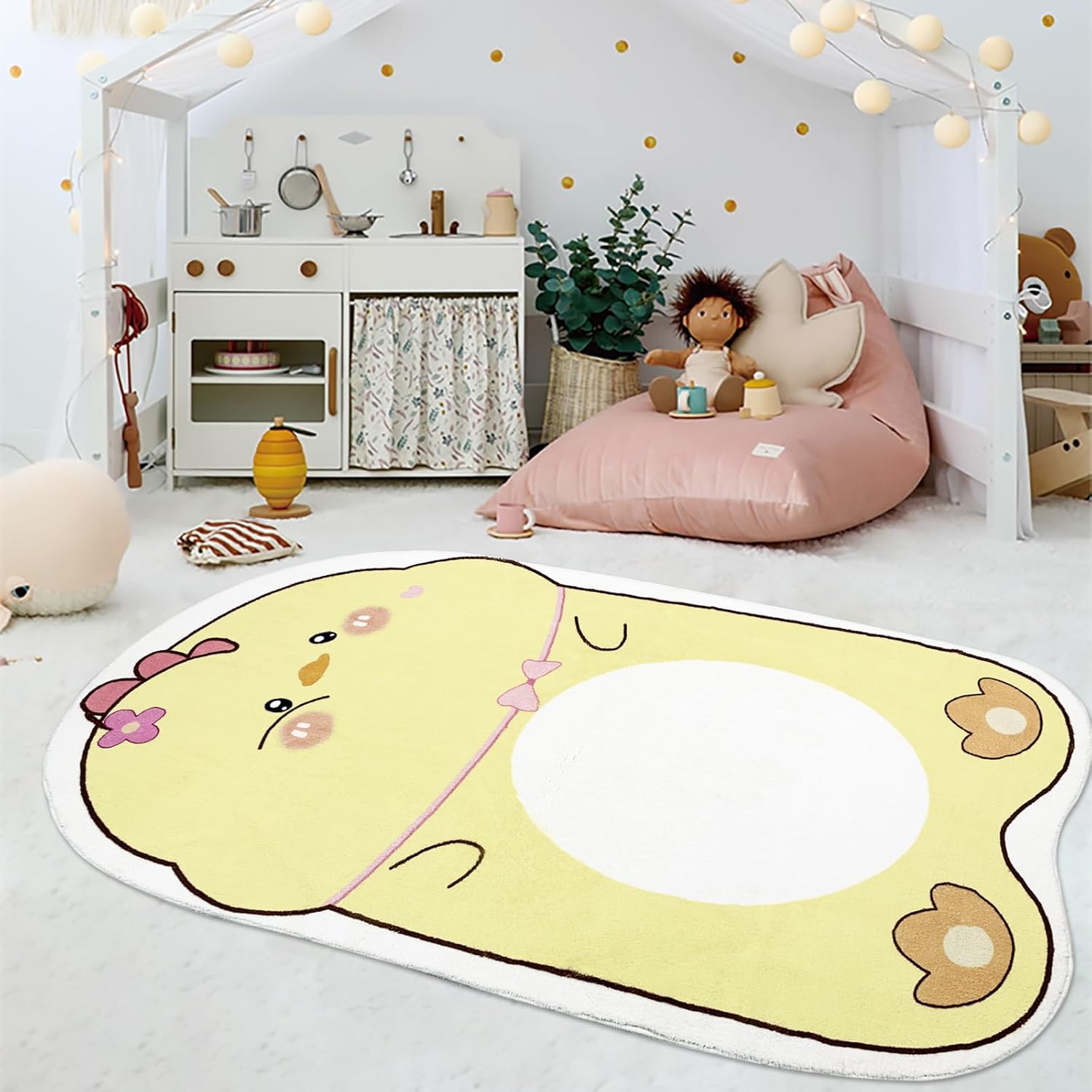 Abeigoi Alfombra para dormitorio de niños, alfombra de baño de pollitos, alfombra de juegos antideslizante para habitación de niños, alfombra de