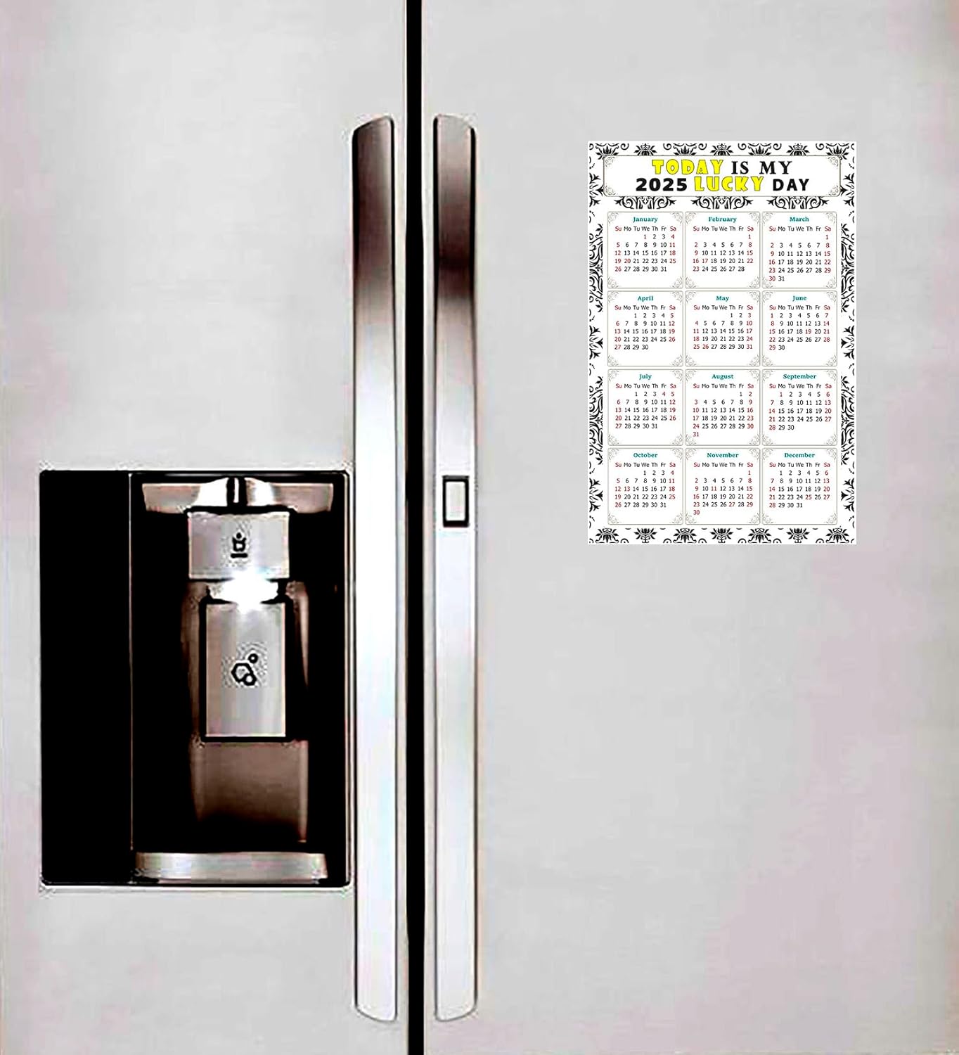 Calendario magnético 2024  Imanes del calendario  Today is my Lucky Day  Resistente a la decoloración, desgarros y agua  Temático 039 (5.25 x 8