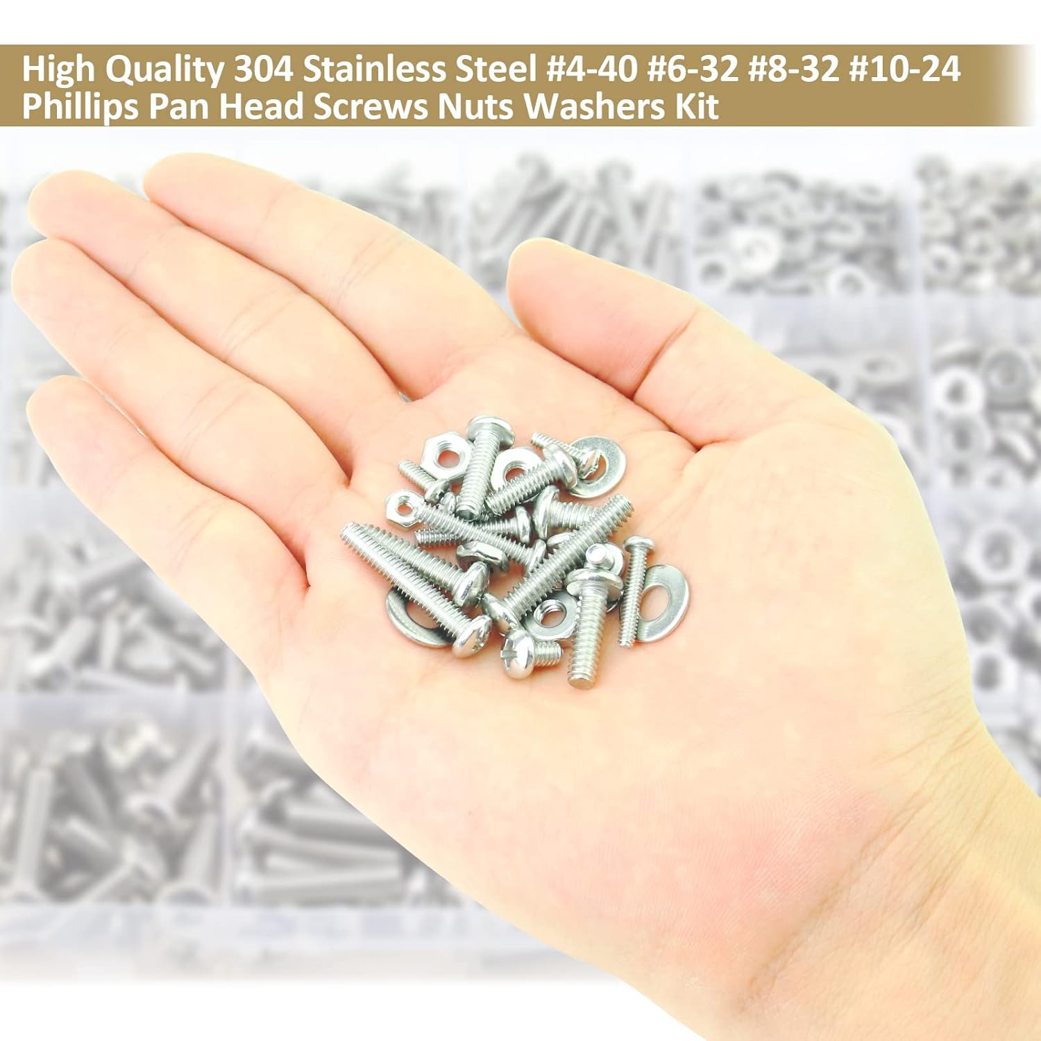722 piezas #4-40#6-32#8-32#10-24, kit surtido de tornillos de máquina Phillips de cabeza plana, acero inoxidable 304, rosca totalmente a máquina