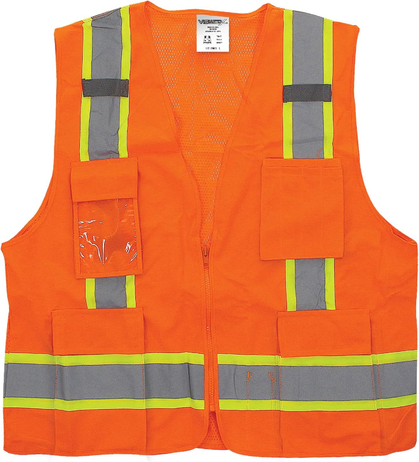 Orange Hi-Vis Deluxe Vest  ANSI CL2  Safety Vest, Reflective Vest for Work, Construction & High-Traffic Areas