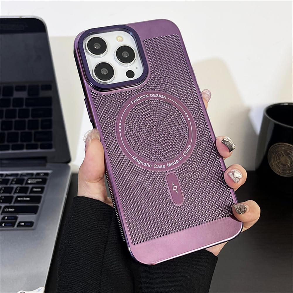 Funda magnética de disipación de calor para iPhone 14 Pro Max compatible con Magsafe delgada y dura carga inalámbrica galvanizada (para iPhone 14