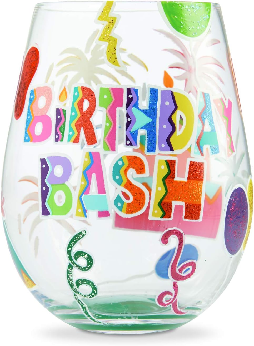 Enesco Designs by Lolita Birthday Bash – Copa de vino artesanal sin tallo, pintada a mano, 20 onzas, multicolor